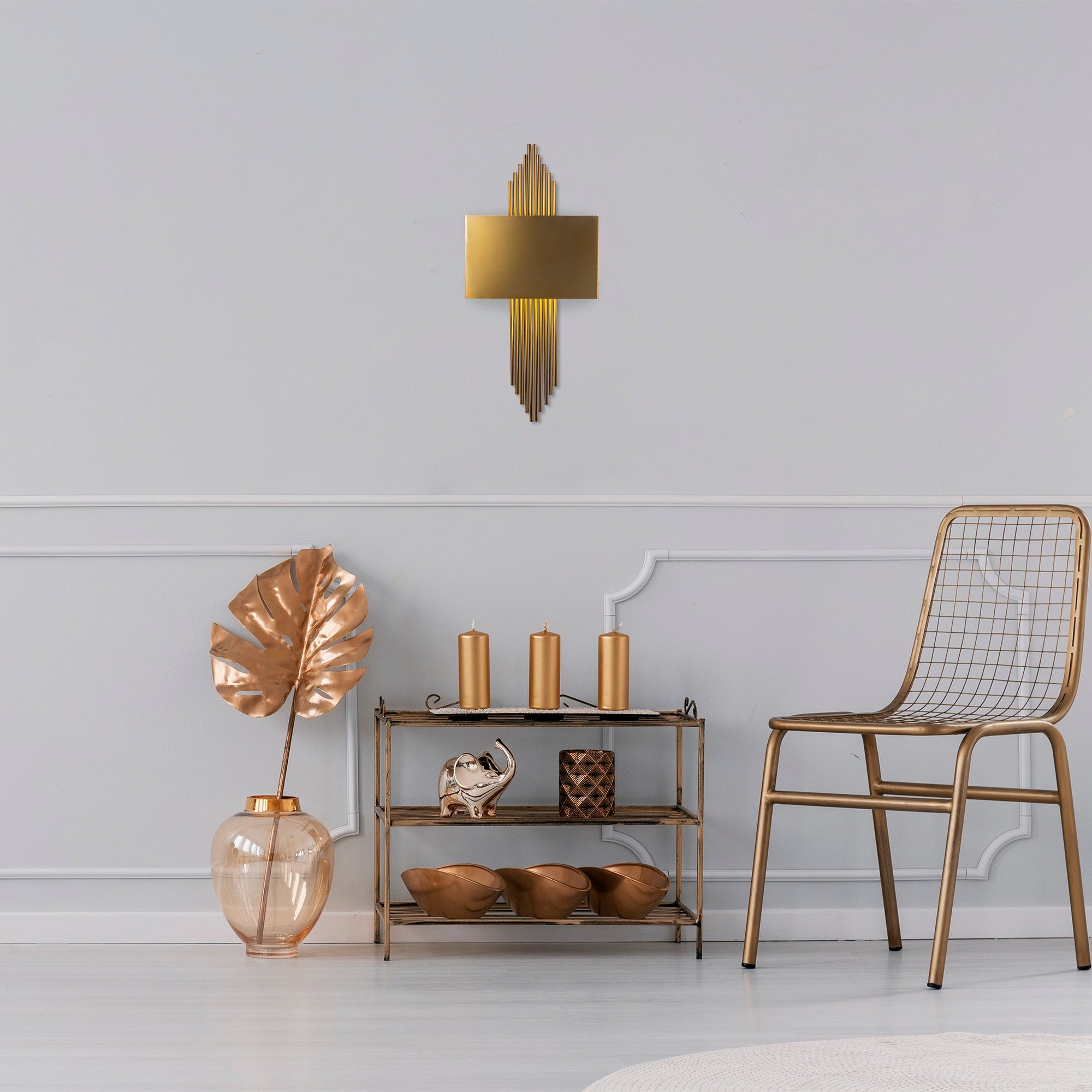 Candeeiro de Parede – 75 x 10 x 22 cm – Cor Sólida – Metal