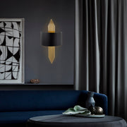 Candeeiro de Parede – 75 x 10 x 22 cm – Preto e Dourado – Metal