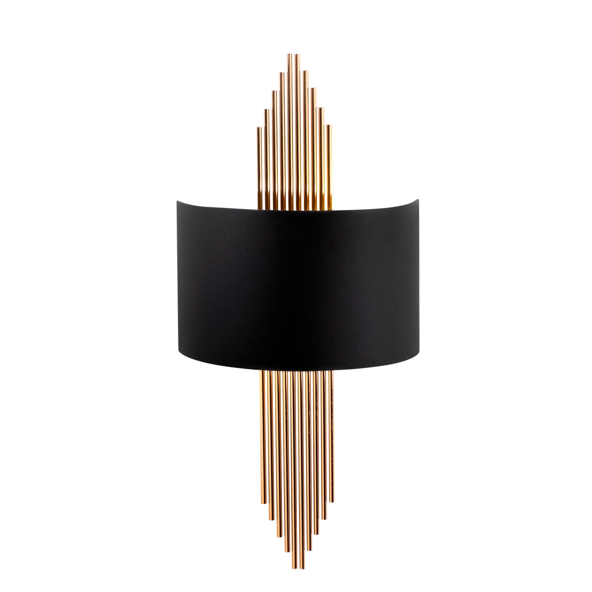 Candeeiro de Parede – 75 x 10 x 22 cm – Preto e Cobre – Metal