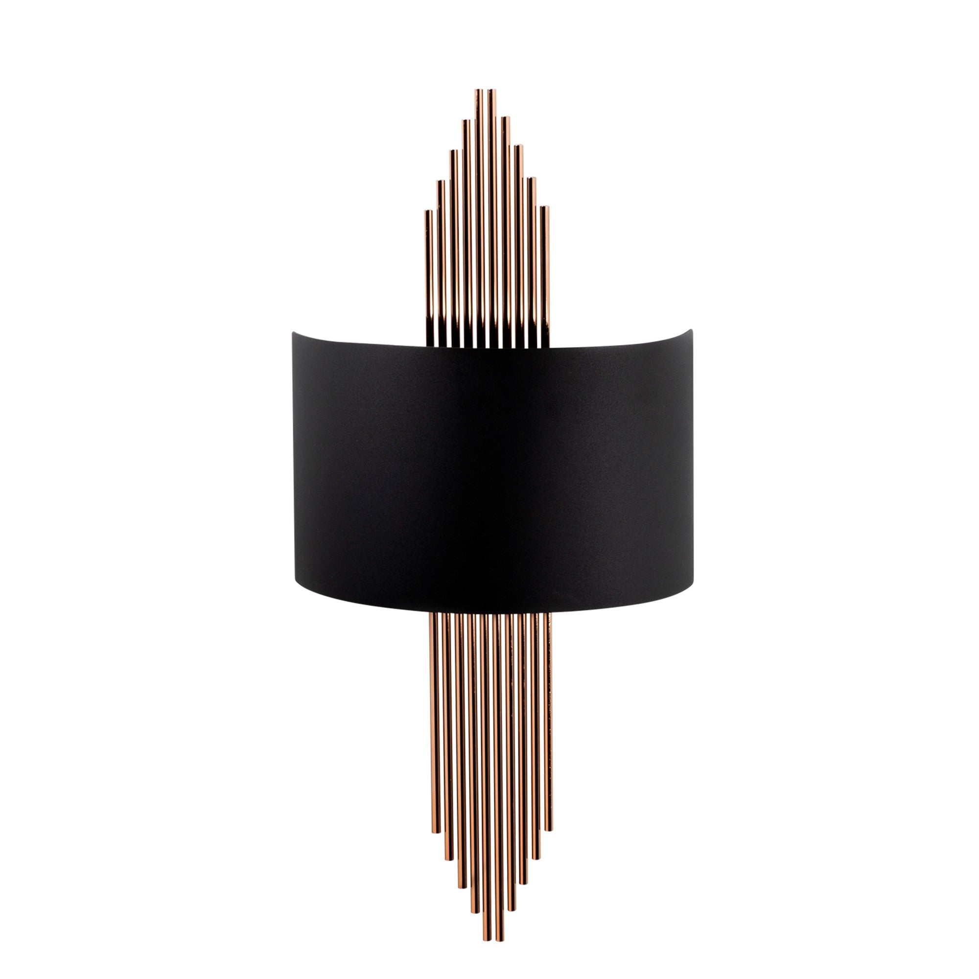 Candeeiro de Parede – 75 x 10 x 22 cm – Preto e Cobre – Metal