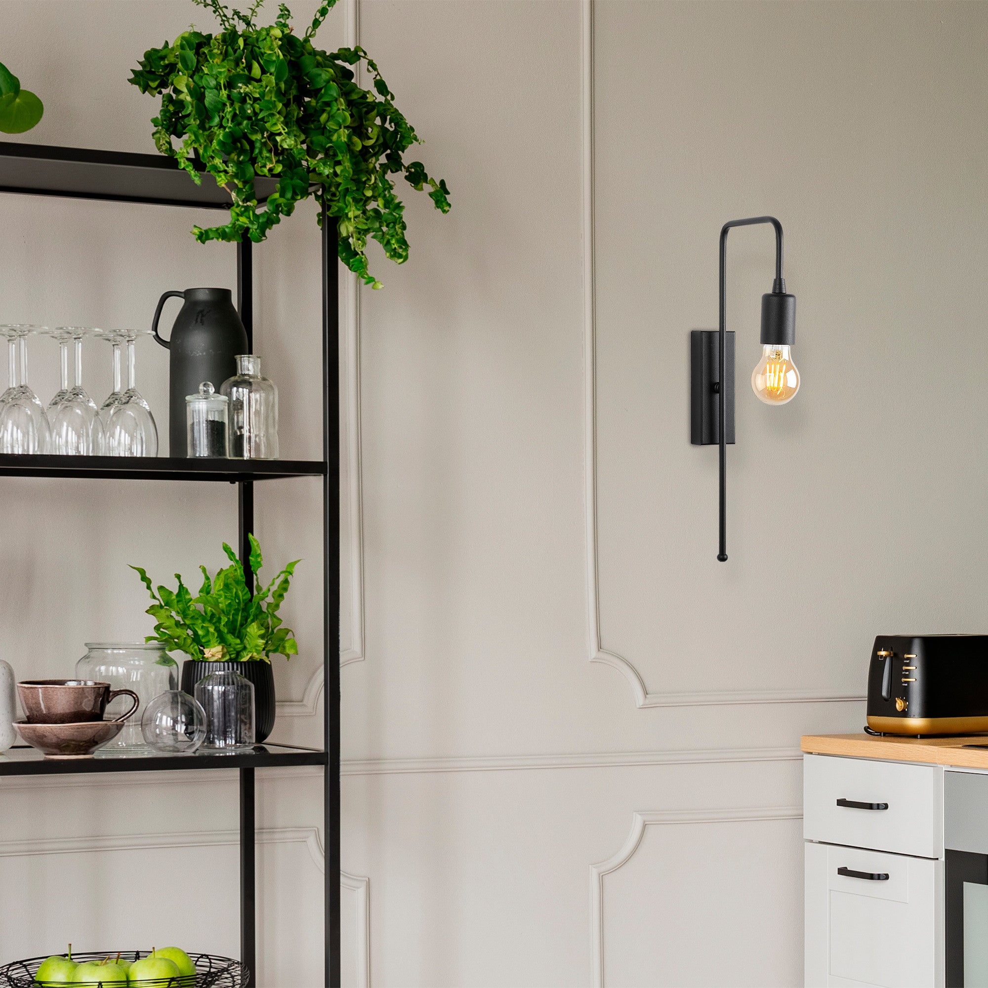 Candeeiro de Parede – 42 cm – Preto – Metal