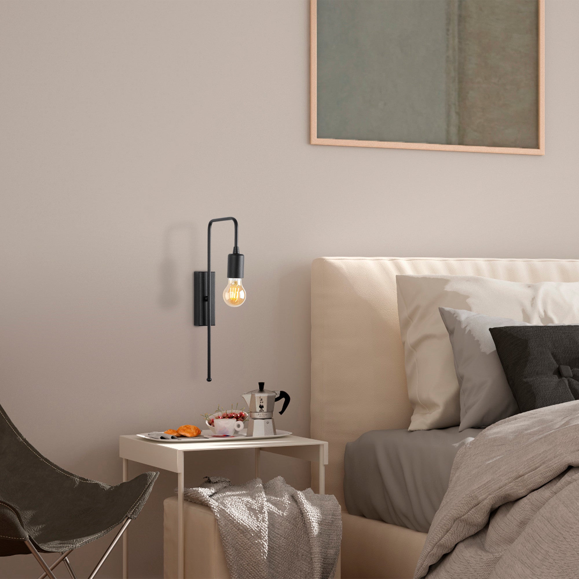 Candeeiro de Parede – 42 cm – Preto – Metal