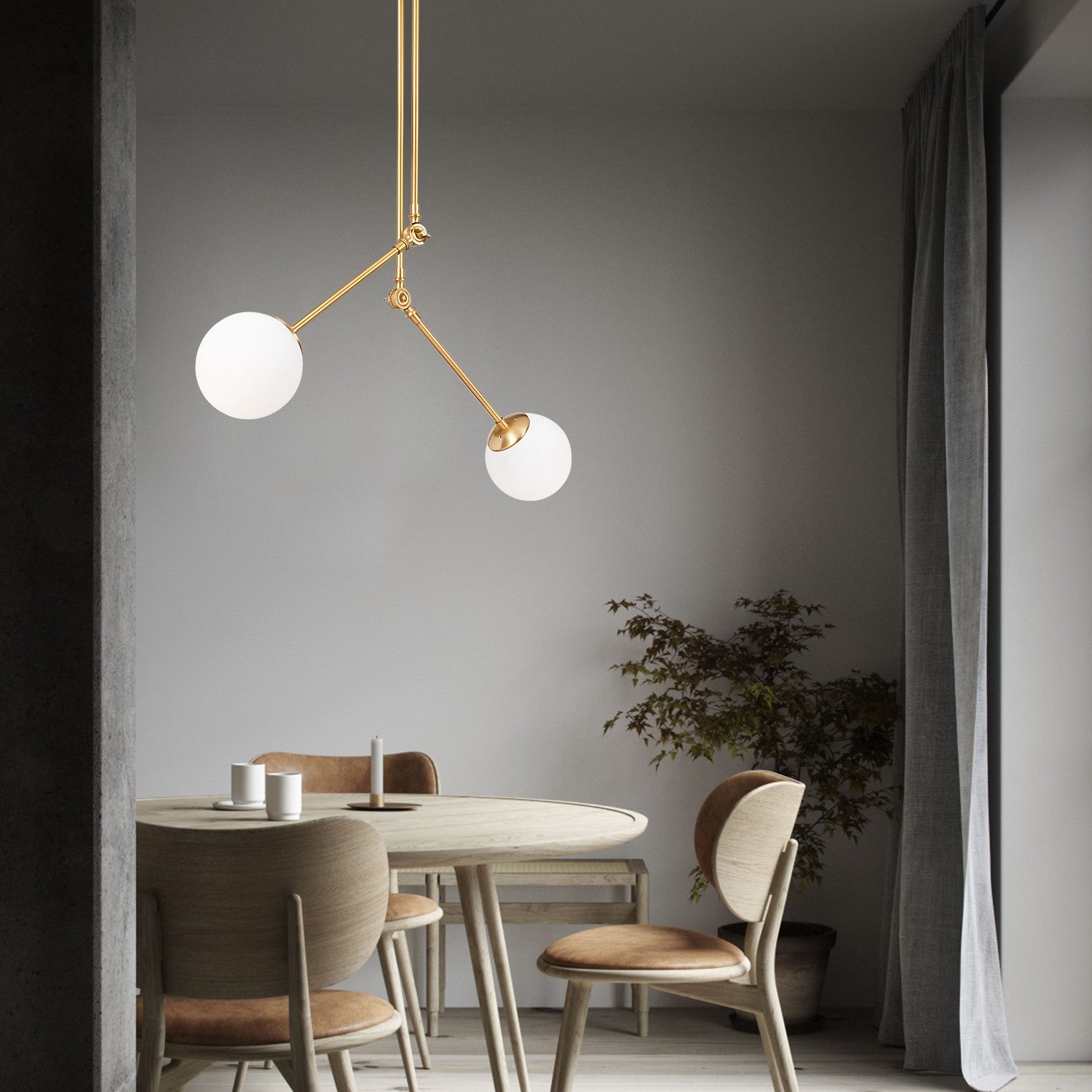 Candeeiro de Teto – 100 x 15 cm – Dourado e Branco – Metal e Vidro