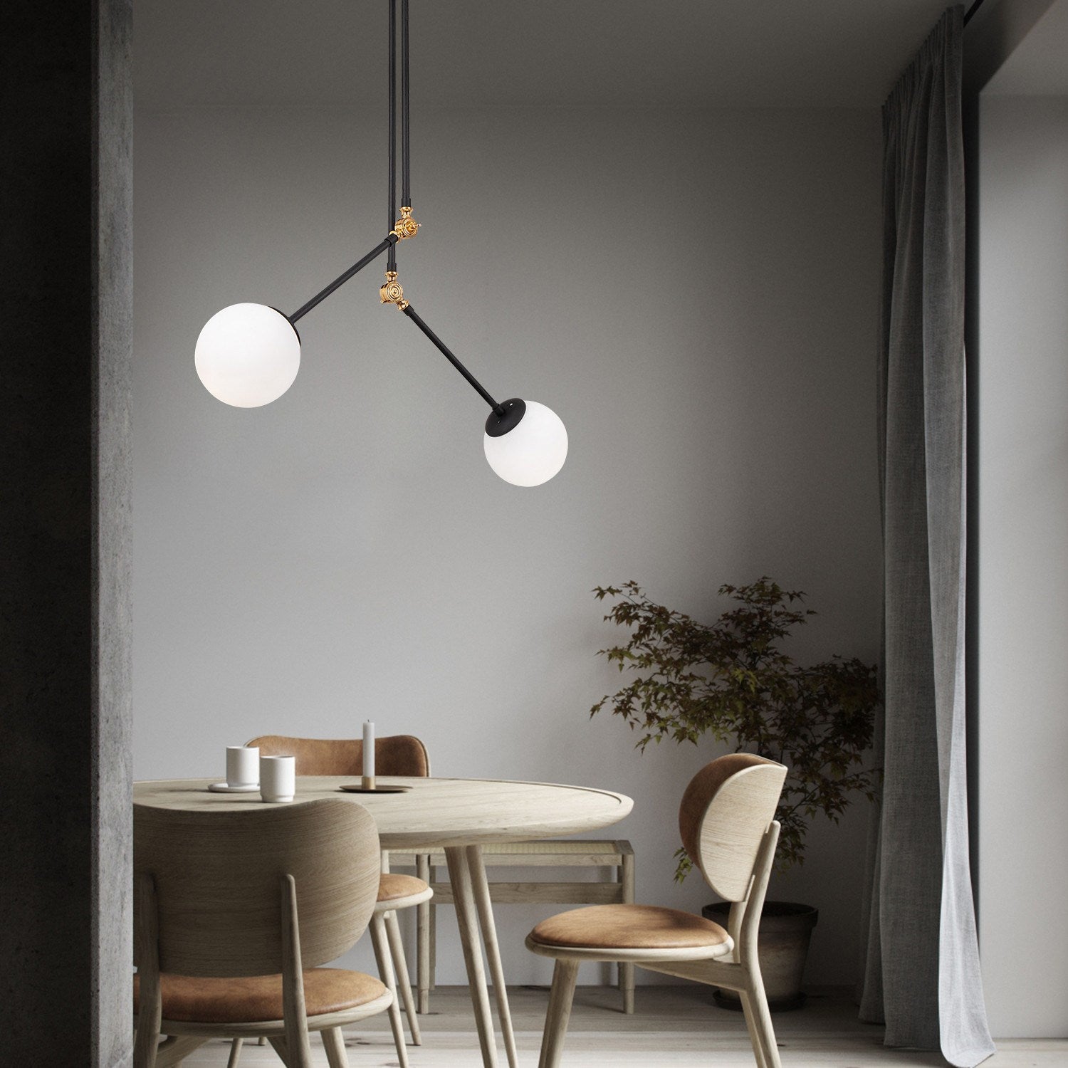 Candeeiro de Teto Industrial Moderno – 100 x 15 cm – Preto e Branco – Metal e Vidro