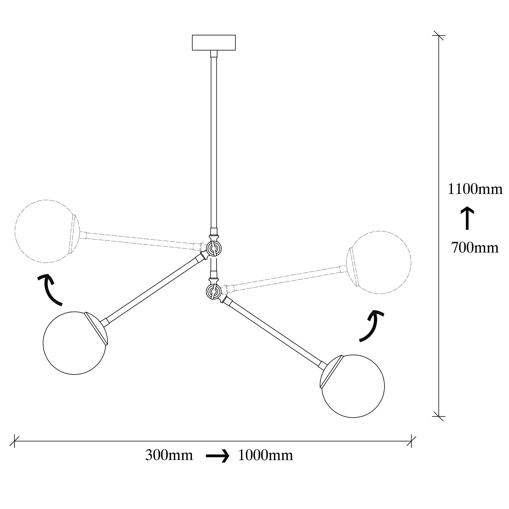 Candeeiro de Teto Industrial Moderno – 100 x 15 cm – Preto e Branco – Metal e Vidro