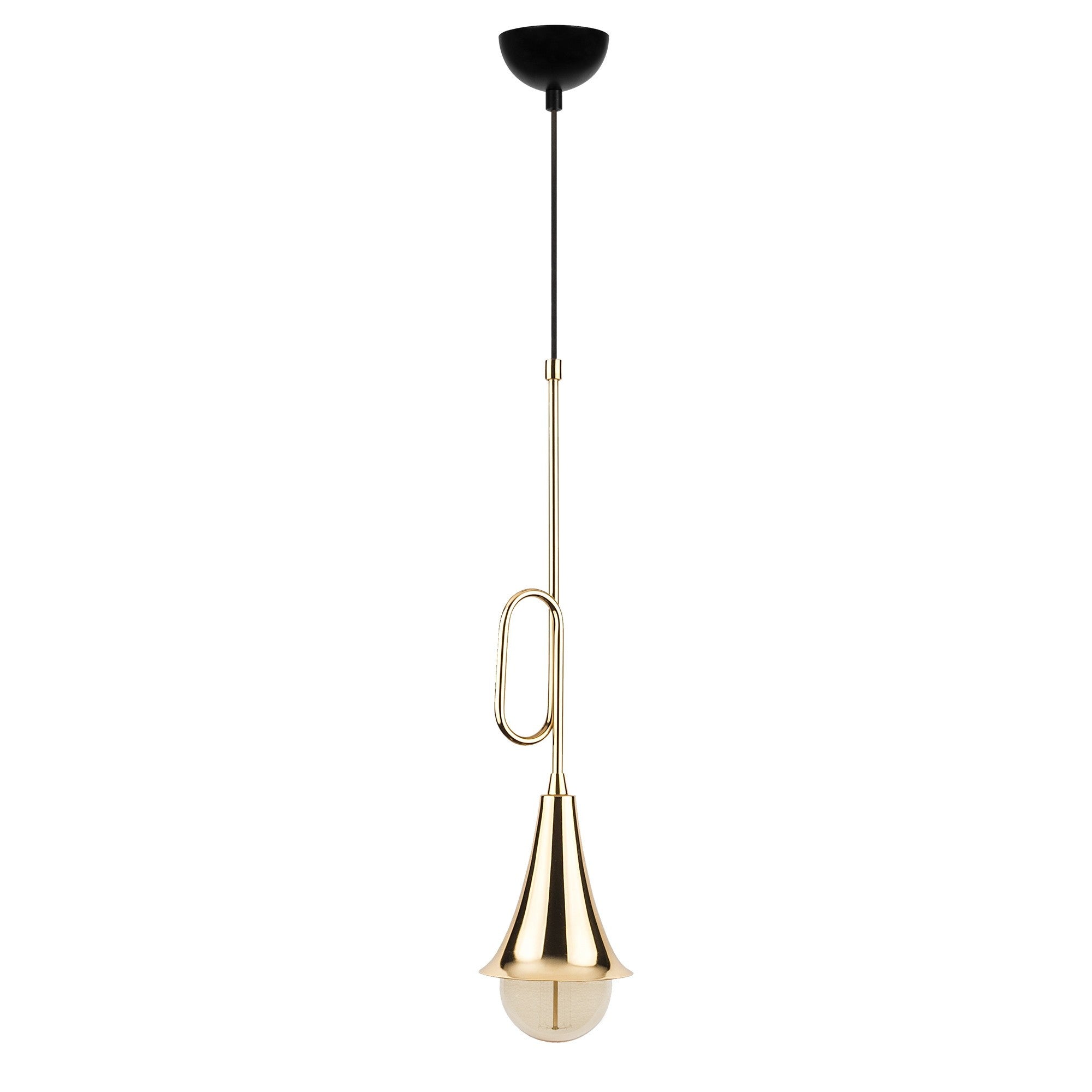 Candeeiro de Teto Elegante Dourado e Preto, 13 cm de Diâmetro, 154 cm de Altura | Ajustável, Corpo em Metal, Soquete E27, Design Moderno e Glamouroso para Interiores Elegantes