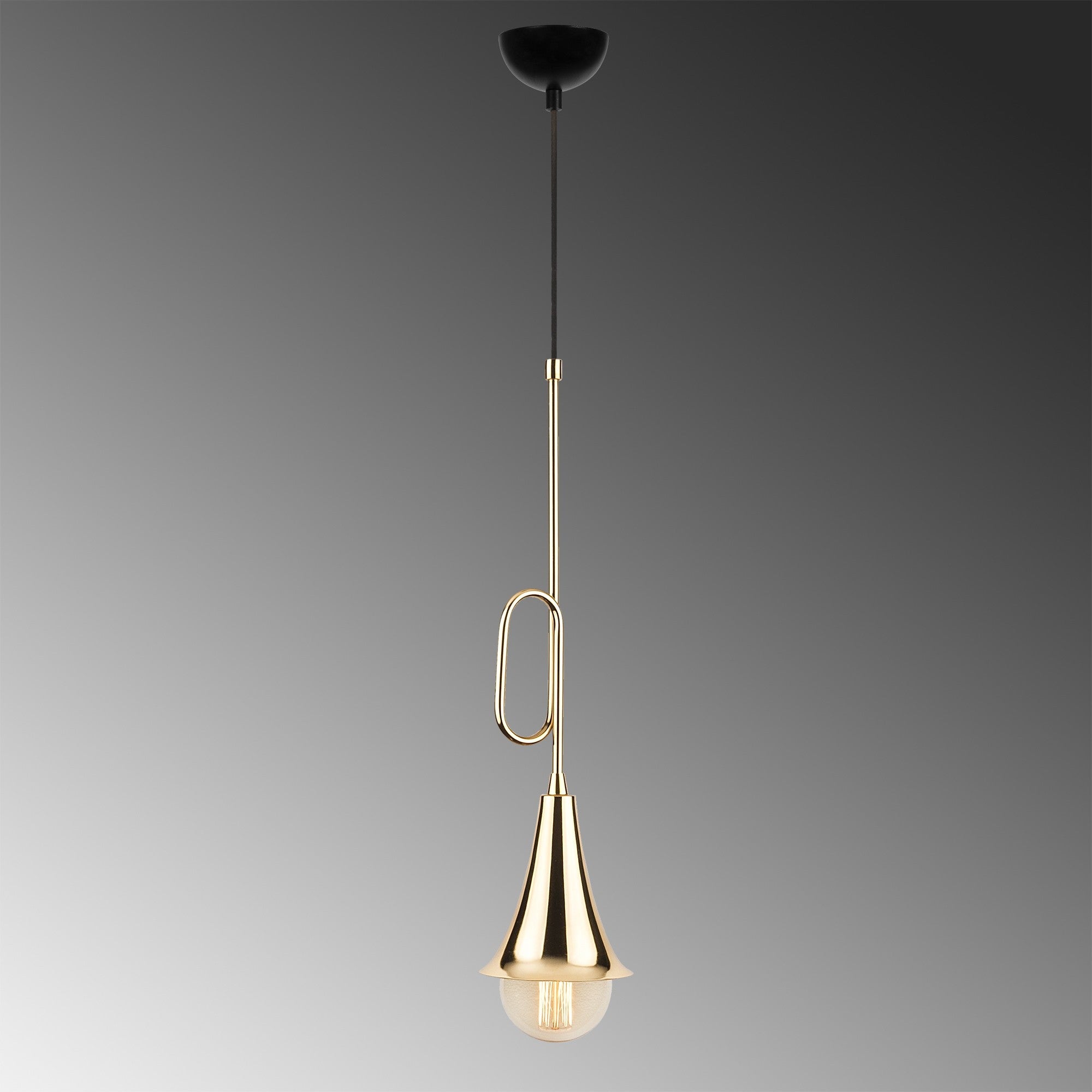 Candeeiro de Teto Elegante Dourado e Preto, 13 cm de Diâmetro, 154 cm de Altura | Ajustável, Corpo em Metal, Soquete E27, Design Moderno e Glamouroso para Interiores Elegantes