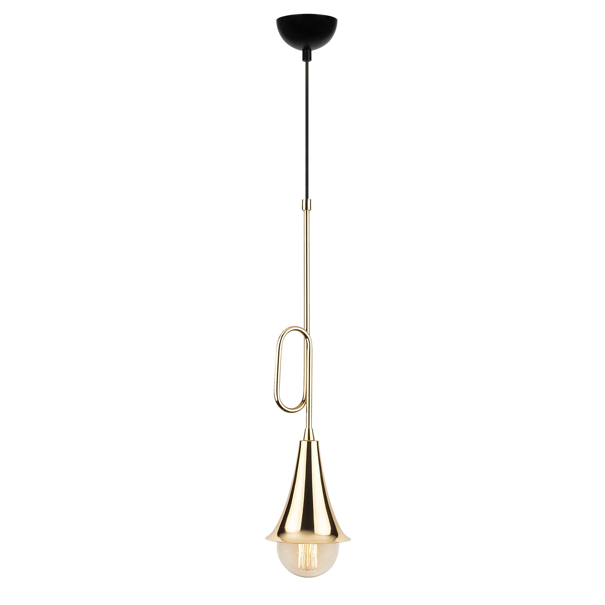 Candeeiro de Teto Elegante Dourado e Preto, 13 cm de Diâmetro, 154 cm de Altura | Ajustável, Corpo em Metal, Soquete E27, Design Moderno e Glamouroso para Interiores Elegantes