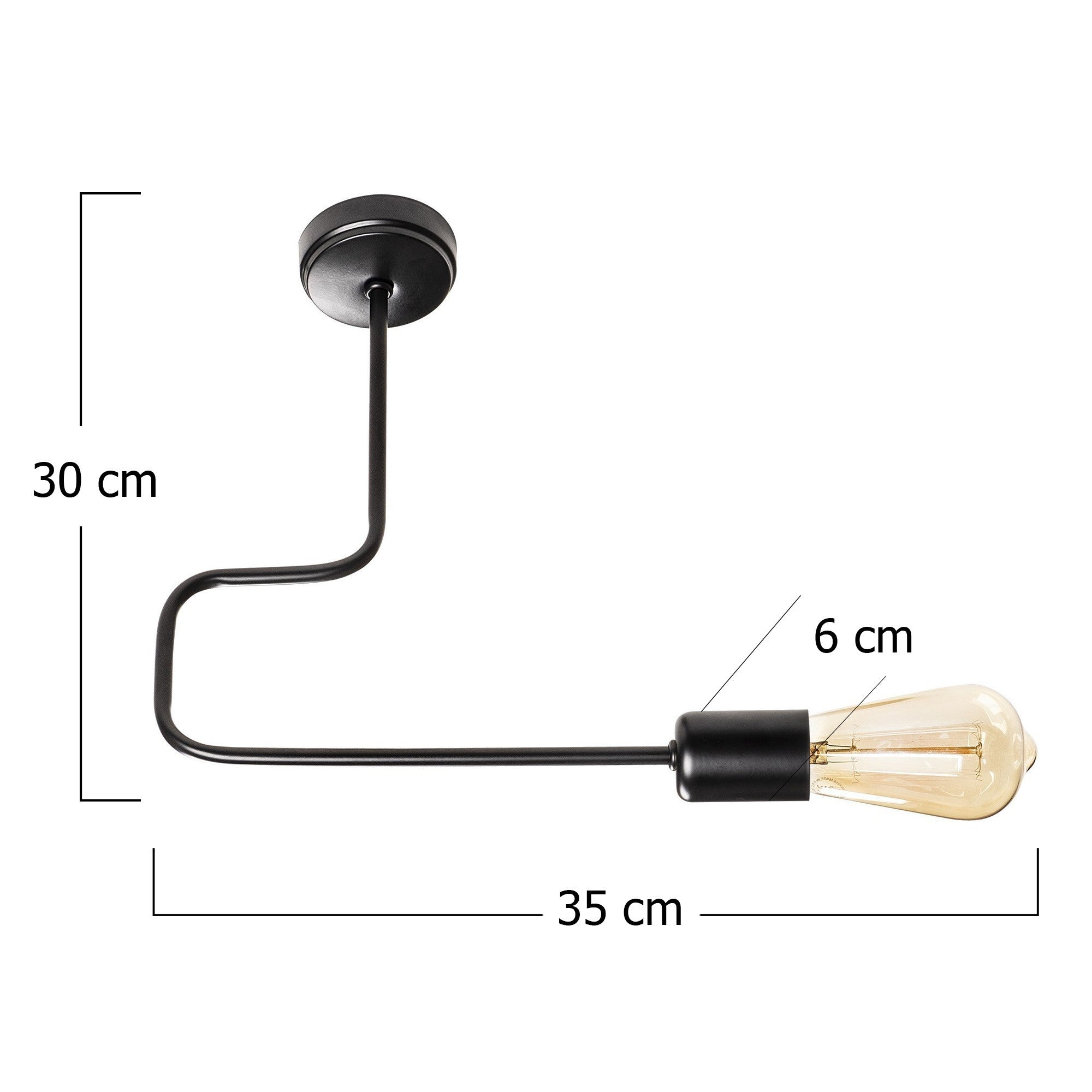 Candeeiro de Teto – 30 x 6 cm – Preto – Metal