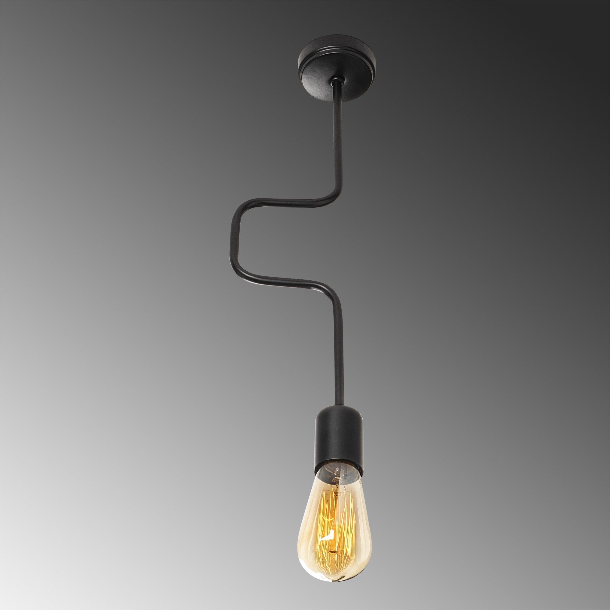 Candeeiro de Teto Preto Moderno, Corpo em Metal, 52 cm de Altura, Soquete E27, IP20 | Design Industrial Elegante para Casa e Escritório, Base de 12 x 6 cm, Iluminação Elegante