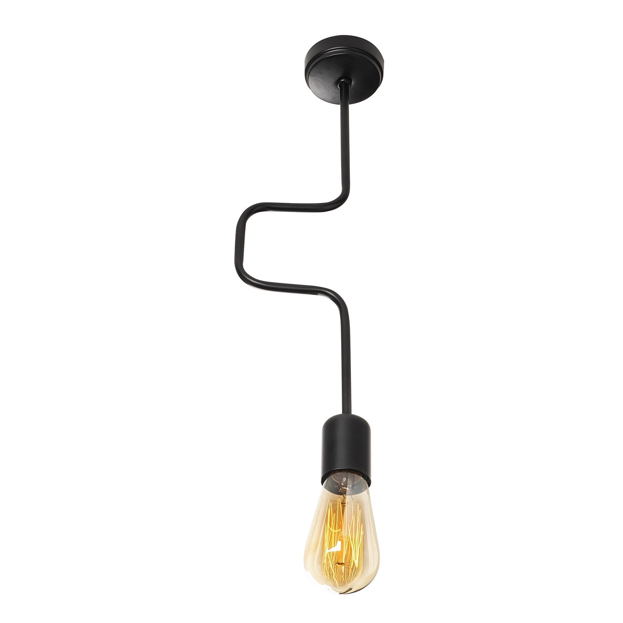 Candeeiro de Teto Preto Moderno, Corpo em Metal, 52 cm de Altura, Soquete E27, IP20 | Design Industrial Elegante para Casa e Escritório, Base de 12 x 6 cm, Iluminação Elegante