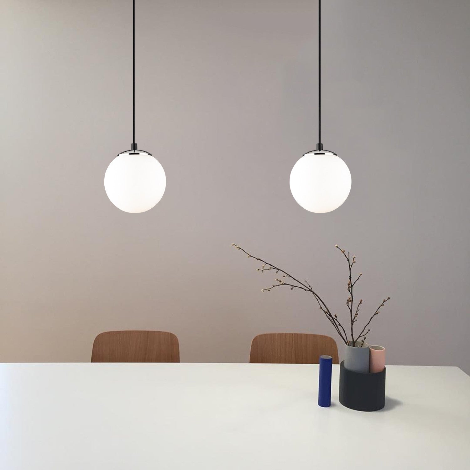 Candeeiro de Teto Industrial Moderno, Preto e Branco, 60 x 15 cm | Altura Ajustável, Corpo de Ferro, Tampa de Vidro, 2 Soquetes E27 | Iluminação Elegante para Casa e Escritório
