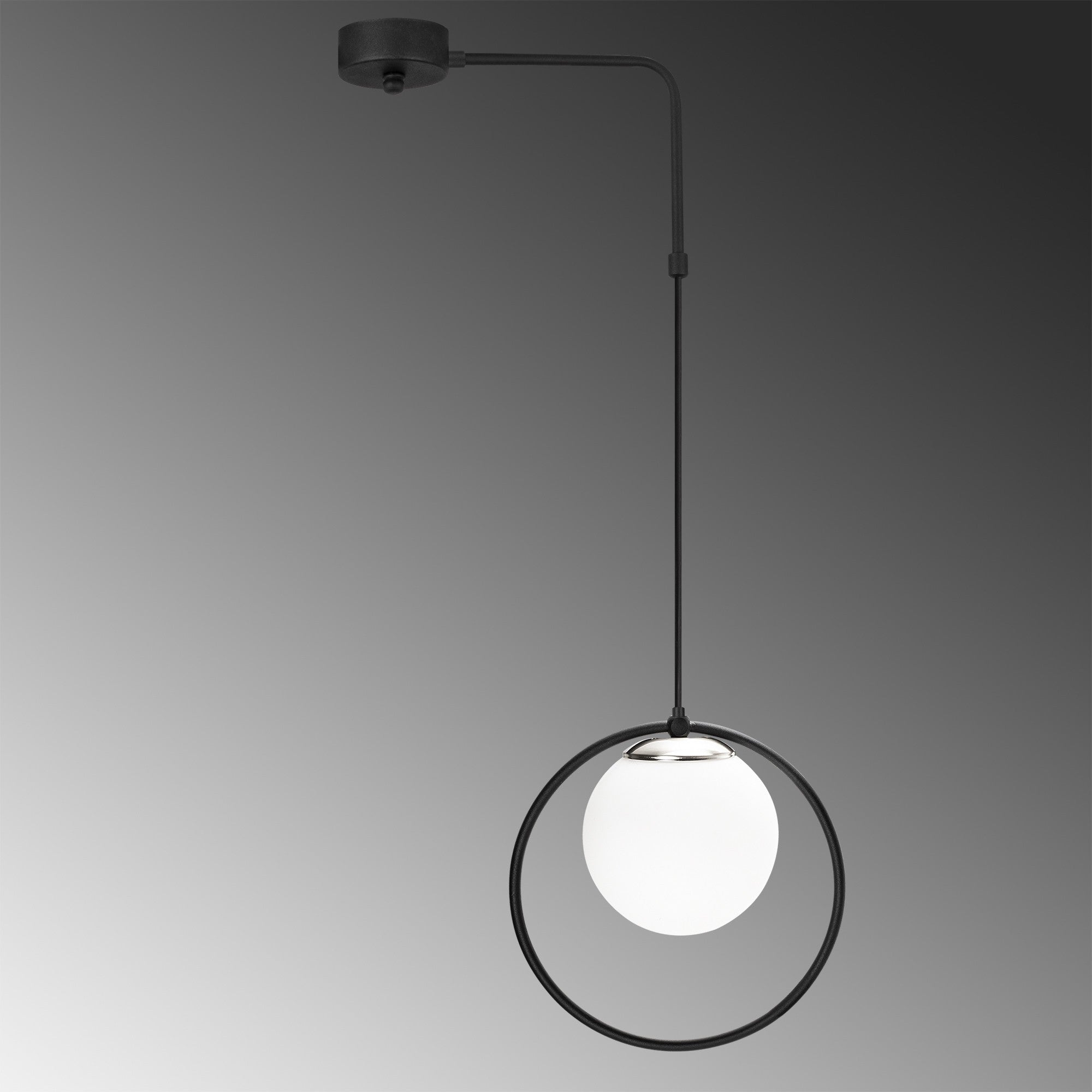 Candeeiro de Teto – 42 x 15 cm – Preto e Branco – Metal