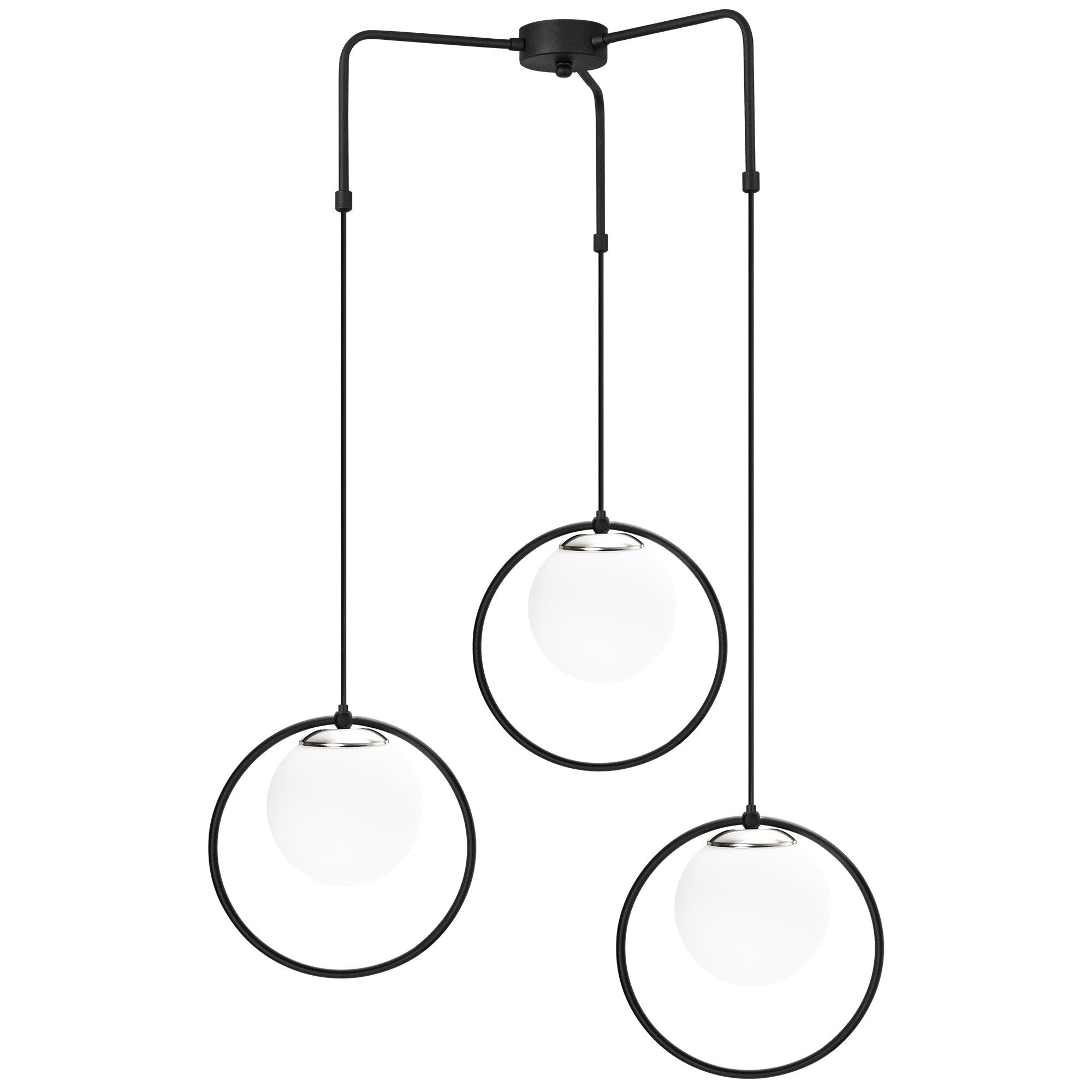 Candeeiro de Teto Industrial Moderno, Preto e Branco, 74 cm de Diâmetro, Altura Ajustável, Corpo de Metal, 3 Soquetes E27, Design Elegante para Casa e Escritório