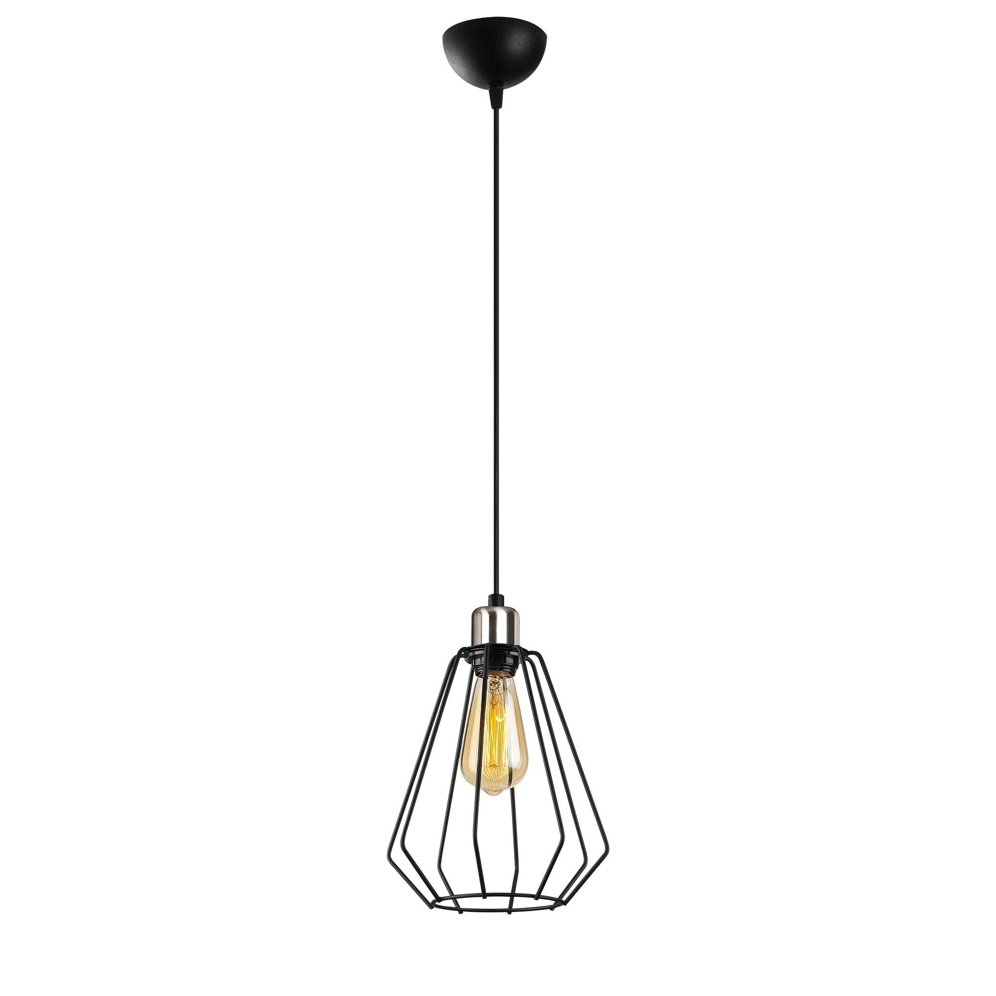 Candeeiro de Teto – 20 cm de Diâmetro – Preto – Metal