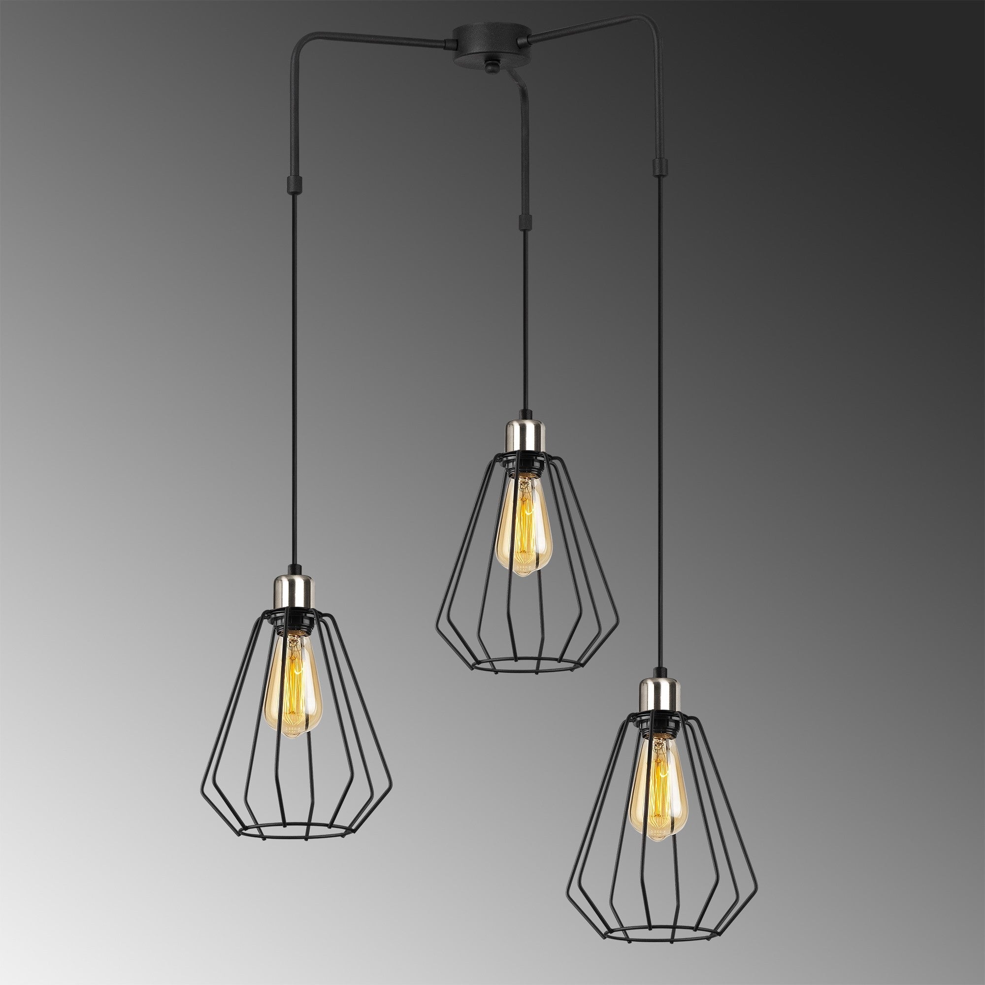 Candeeiro de Teto – 68 cm de Diâmetro – Preto – Metal