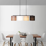 Candeeiro de Teto Escandinavo – 110 x 25 cm – Preto, Branco, Creme e Castanho – Metal