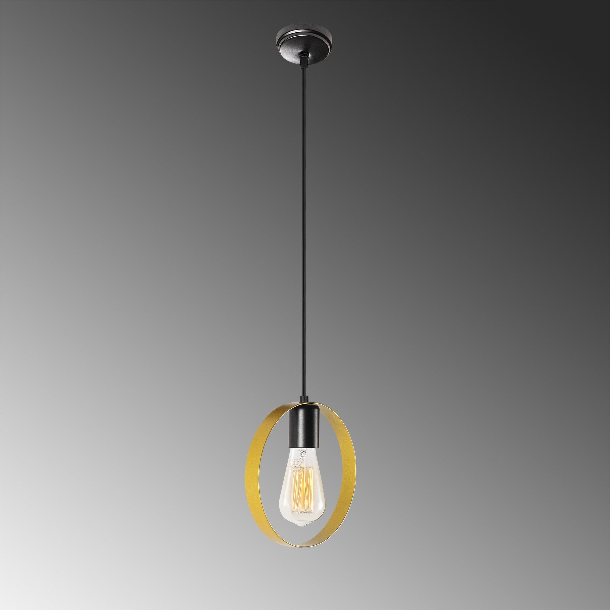 Candeeiro de Teto Elegante Dourado e Preto, Corpo em Metal, 20 x 5 cm, Altura 113 cm, Ajustável, E27 Máx. 40 W, IP20 | Iluminação Glamourosa para Espaços Modernos