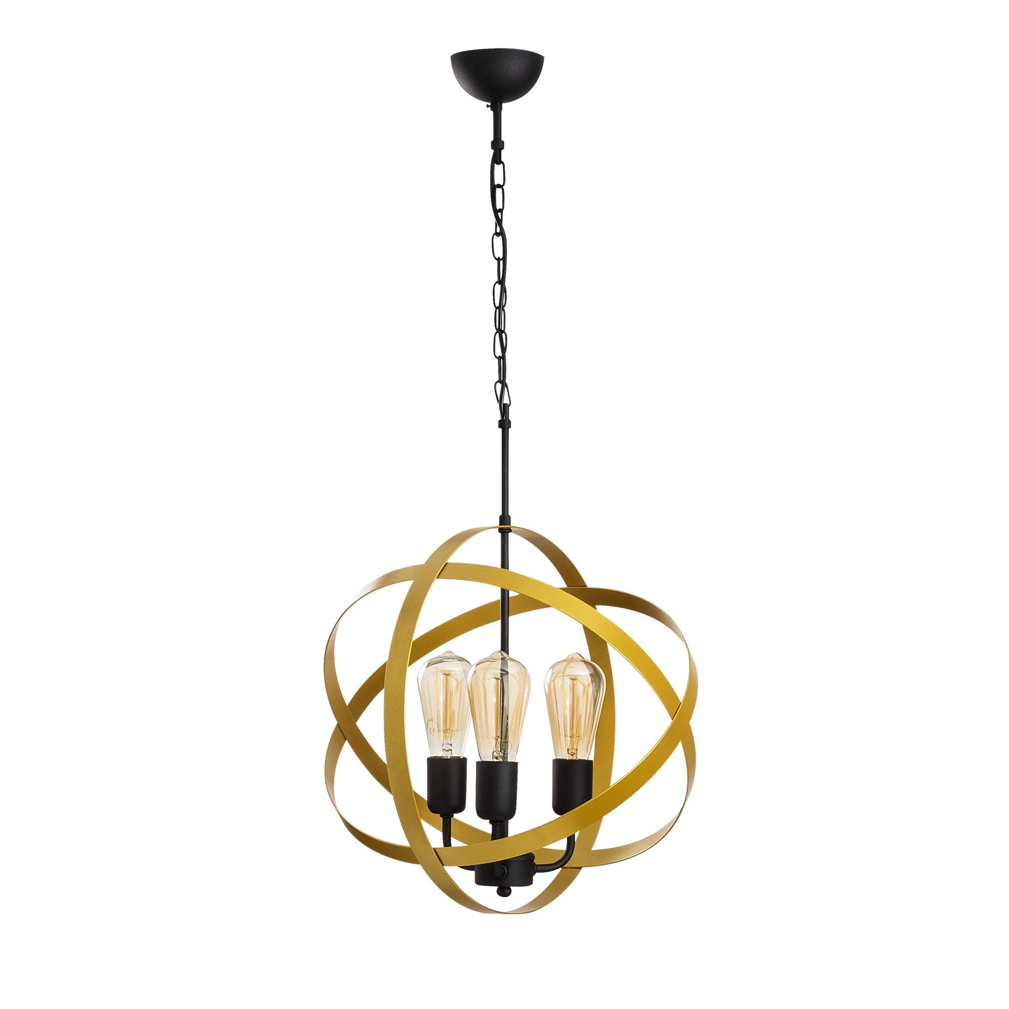 Candeeiro de Teto – 40 cm de Diâmetro – Dourado e Preto – Metal