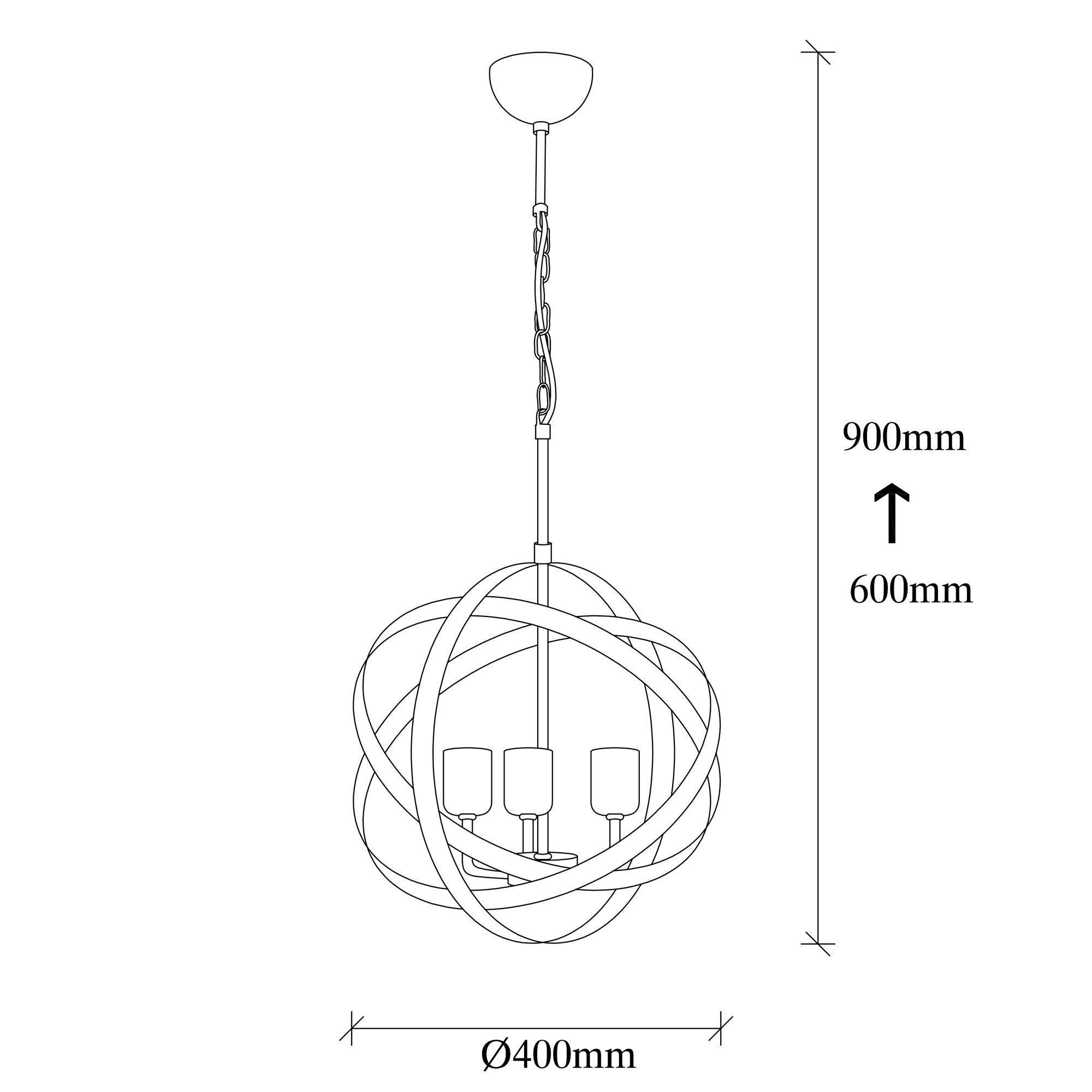 Candeeiro de Teto – 40 cm de Diâmetro – Dourado e Preto – Metal