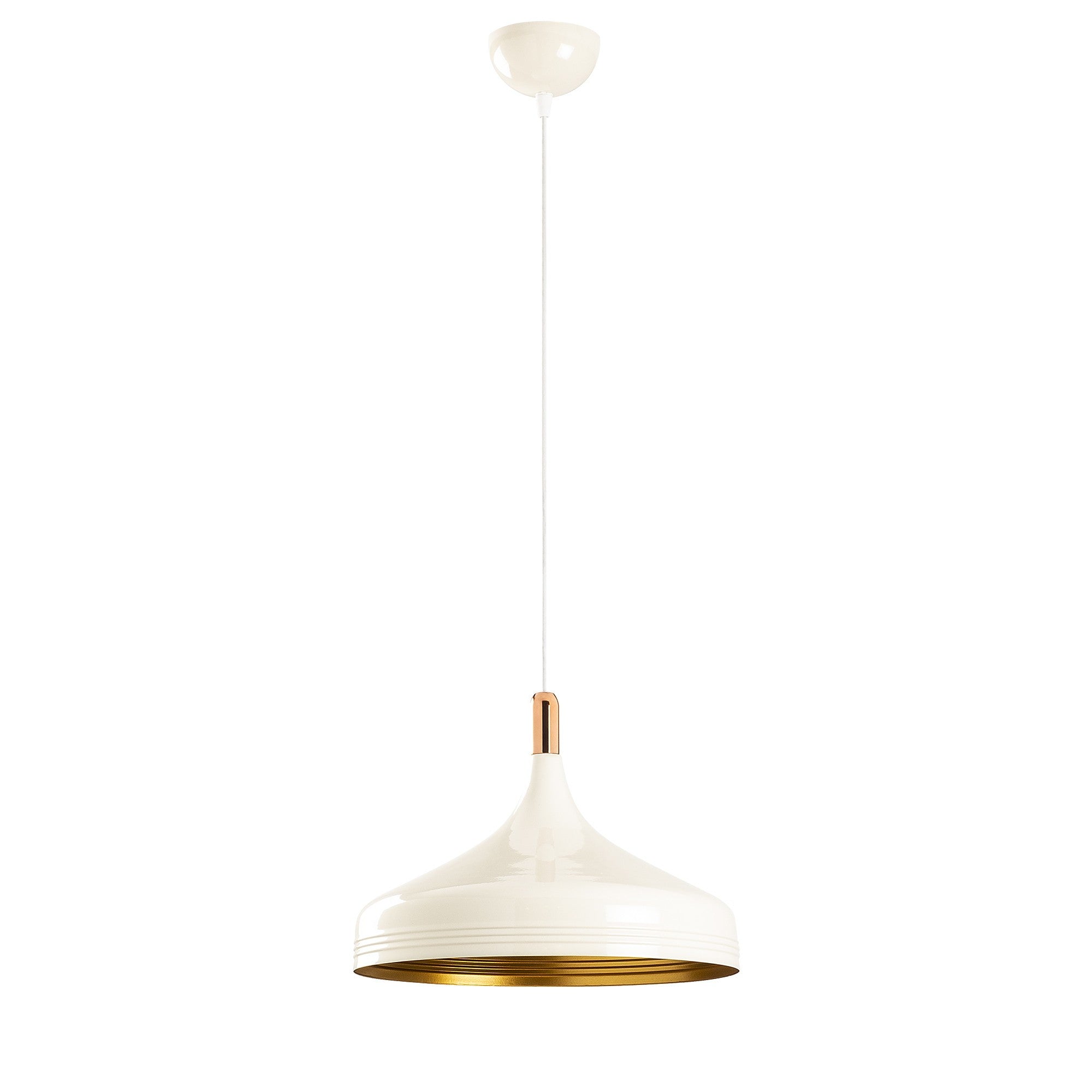 Candeeiro de Teto moderno – 36 cm de diâmetro – branco, dourado e cobre – metal