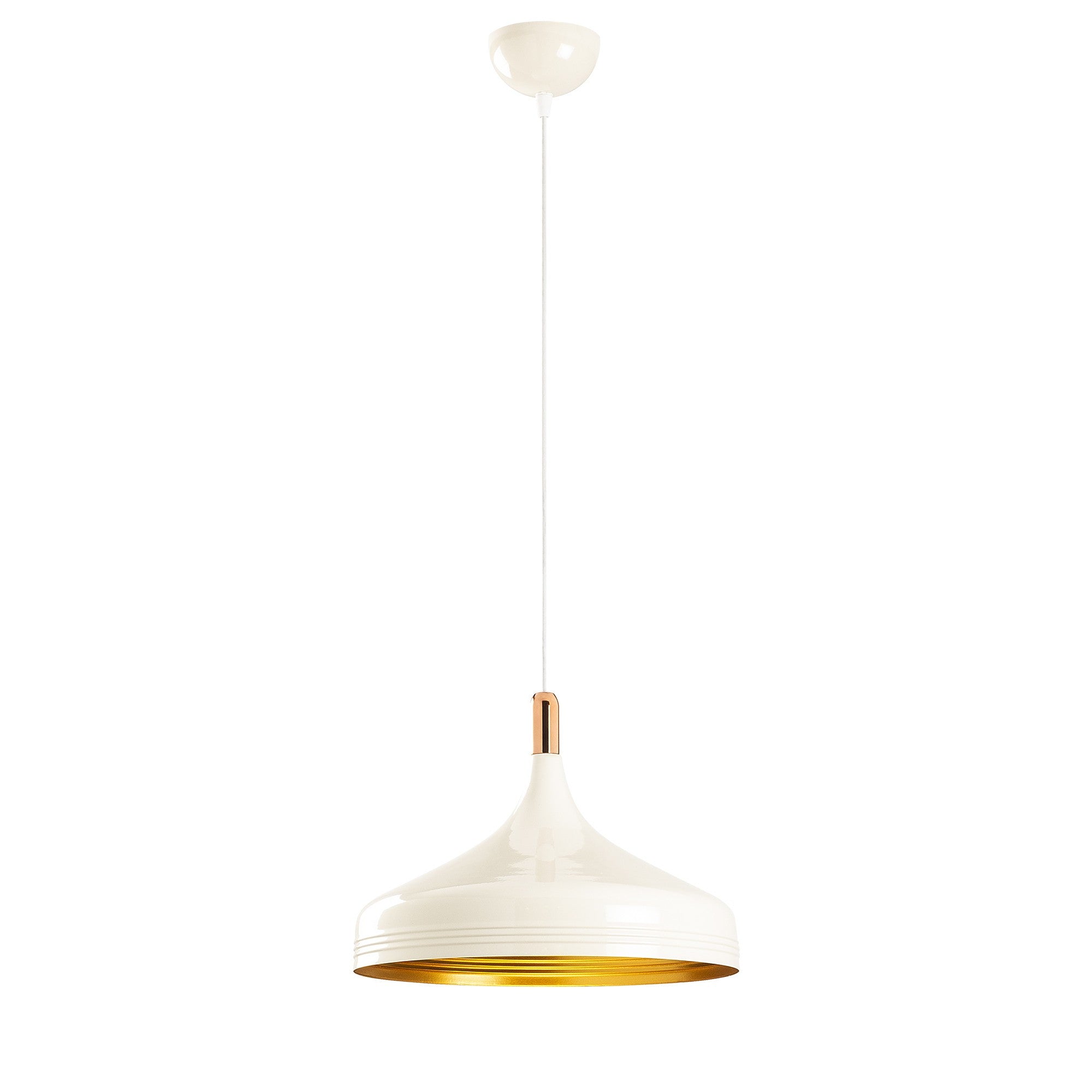 Candeeiro de Teto moderno – 36 cm de diâmetro – branco, dourado e cobre – metal