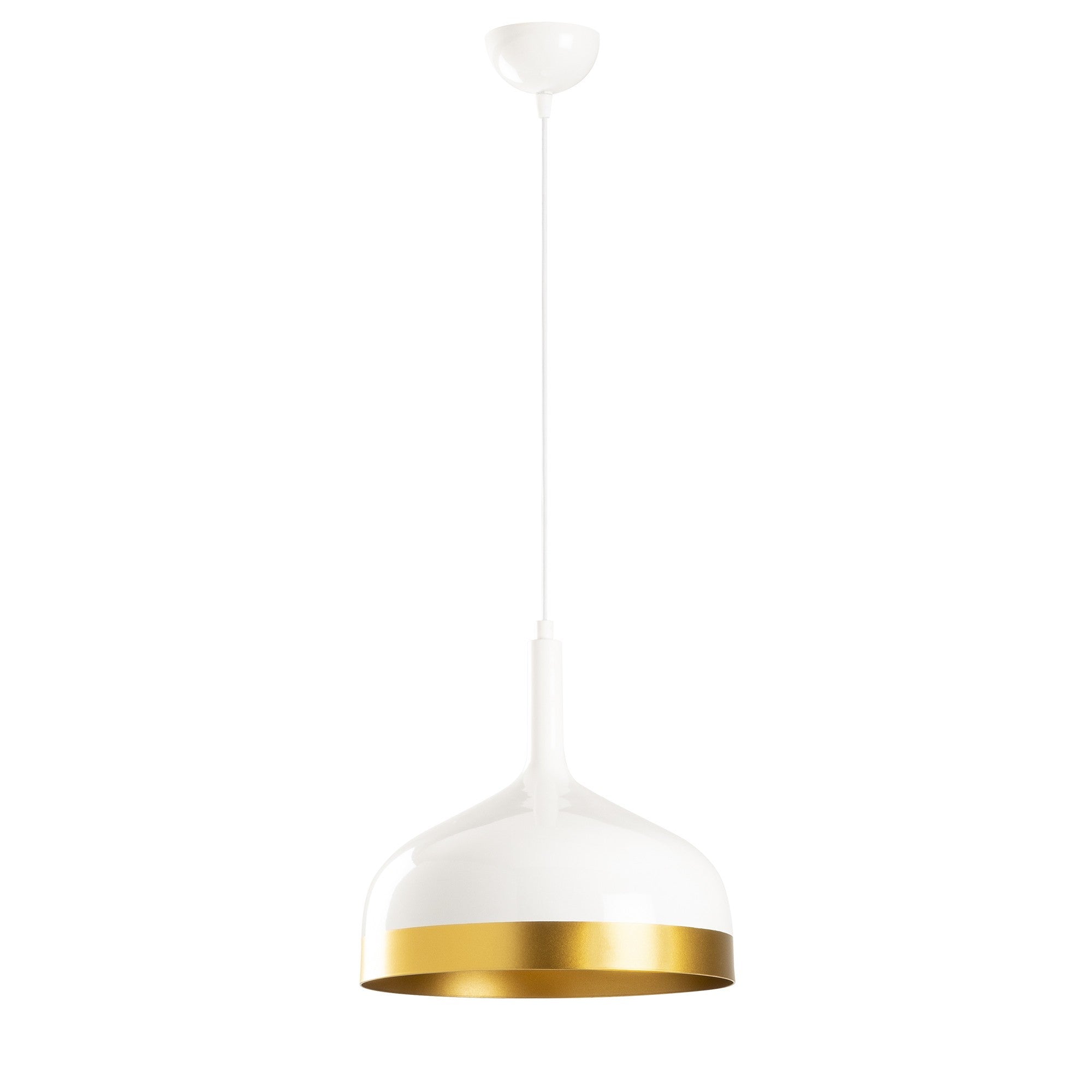 Candeeiro de Teto – 30 cm de diâmetro – Branco e dourado – Metálico