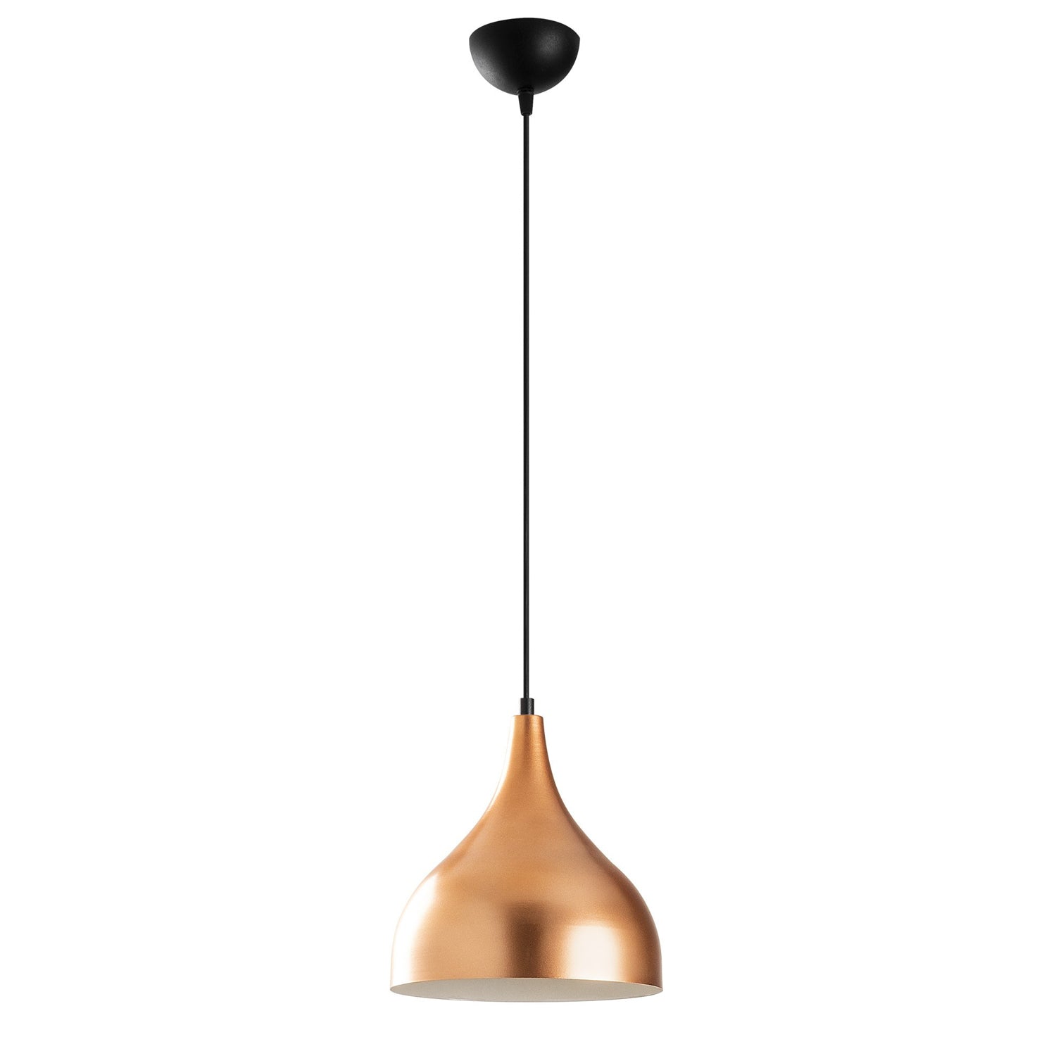 Candeeiro de Teto moderno – 26 cm de diâmetro – cobre, branco e preto – metal