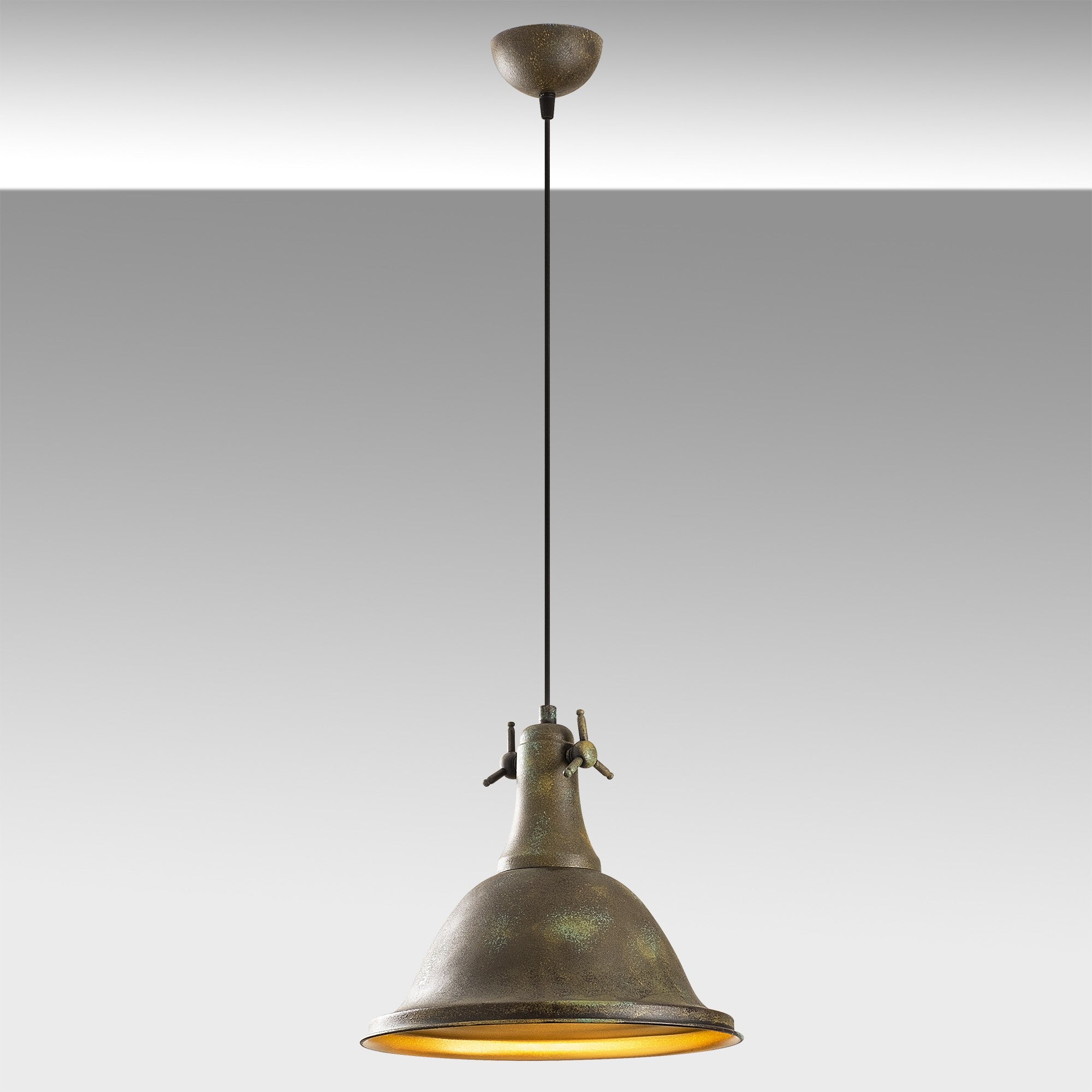 Candeeiro de Teto Dourado Elegante, Corpo em Metal, 32 cm de Diâmetro, 126 cm de Altura | Altura Ajustável, Soquete E27, IP20 | Perfeito para Decoração Glamourosa