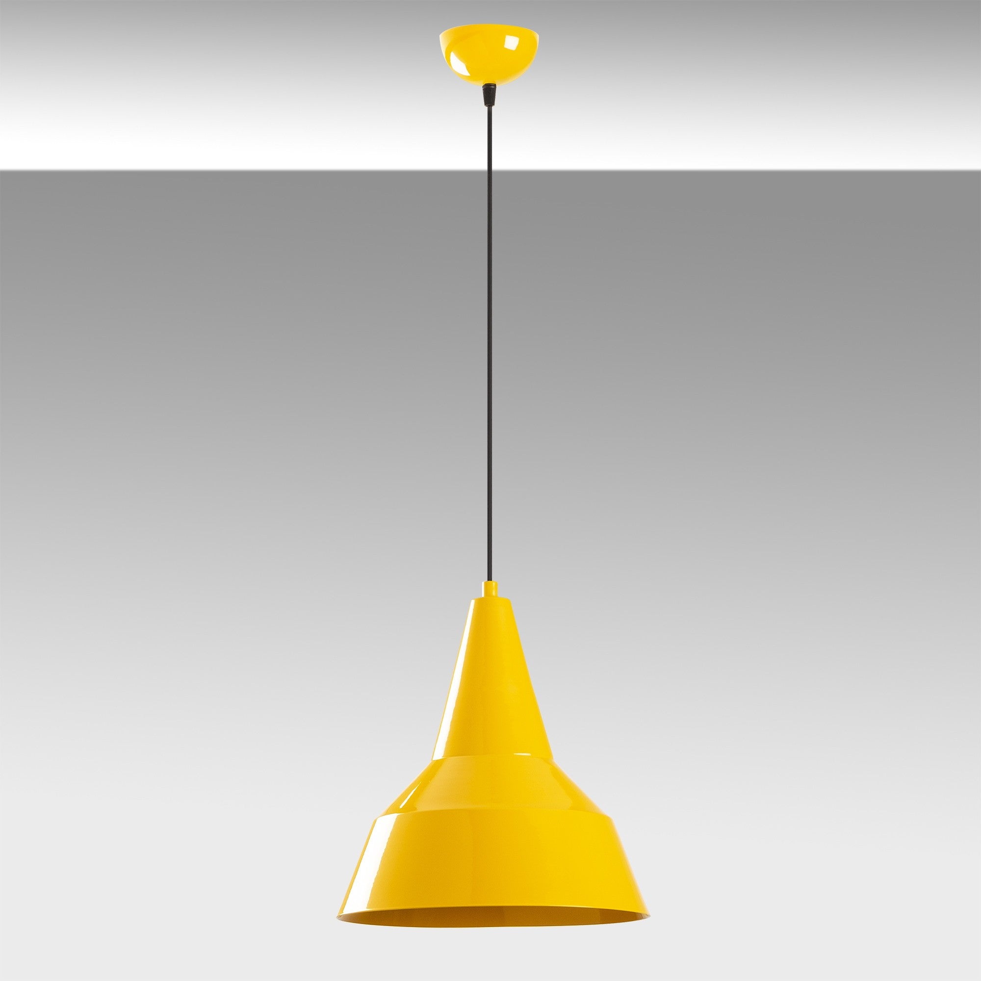 Candeeiro de Teto Elegante – 30 cm de Diâmetro – Amarelo e Dourado – Metal