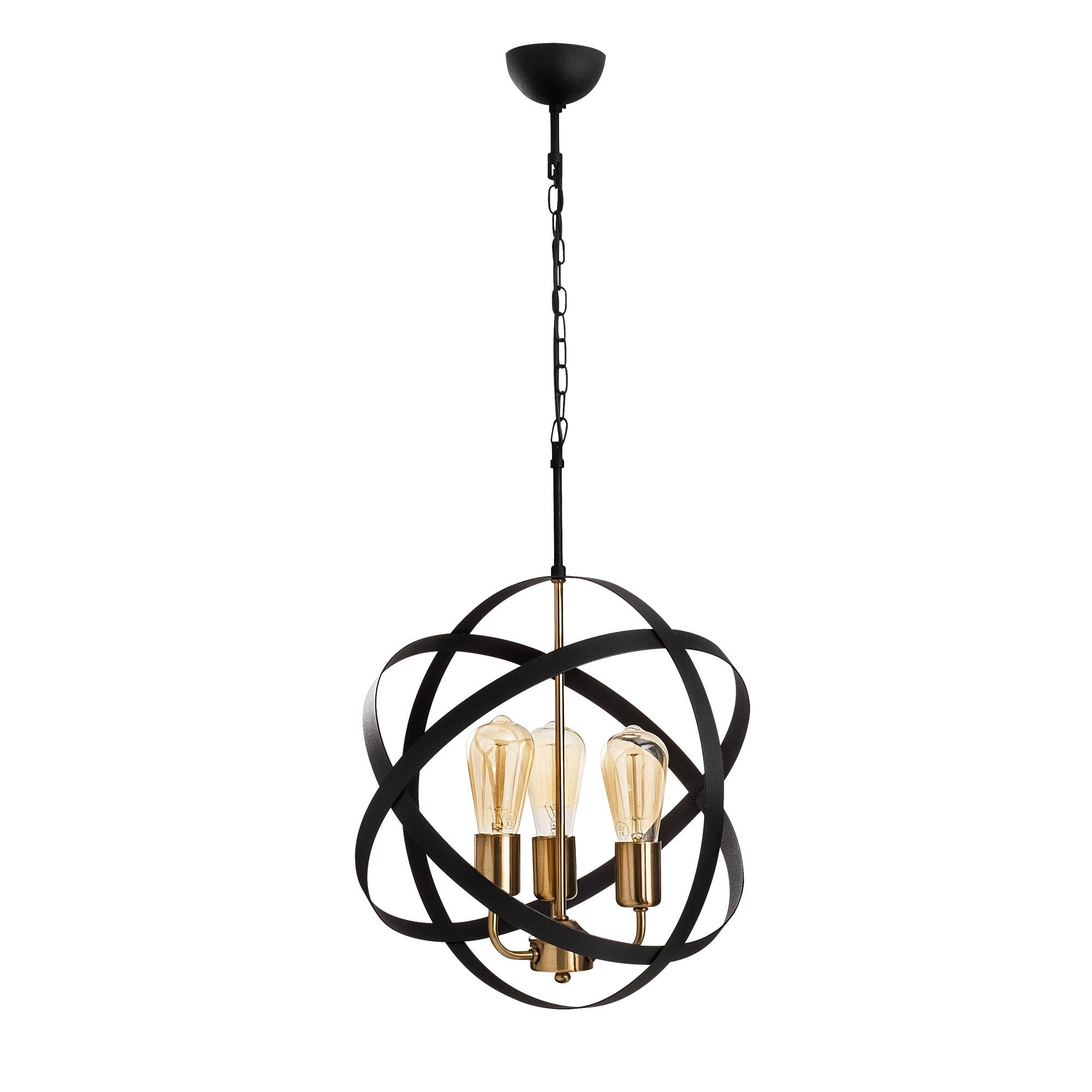 Candeeiro de Teto moderno – 40 cm de diâmetro – dourado e preto – metal