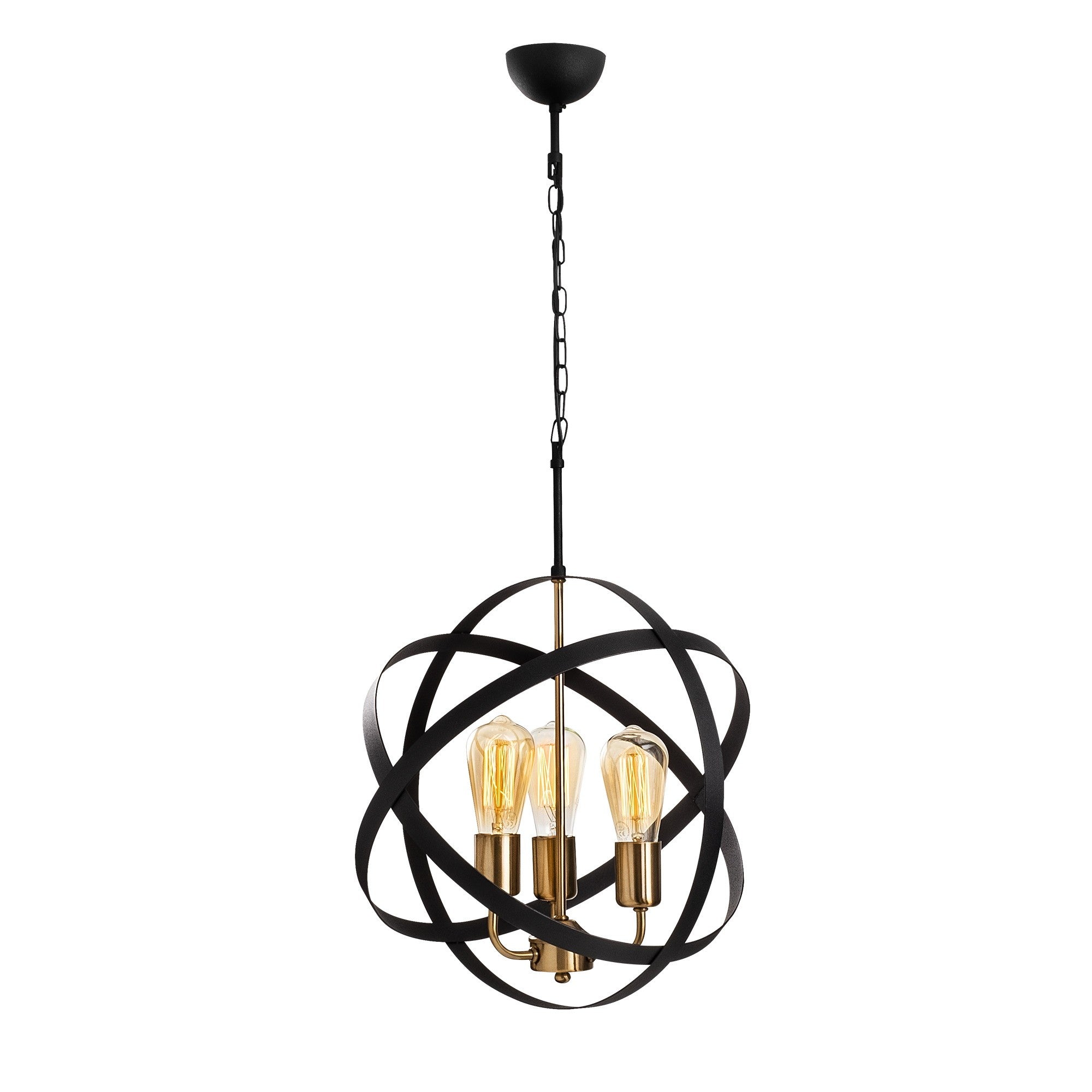 Candeeiro de Teto moderno – 40 cm de diâmetro – dourado e preto – metal