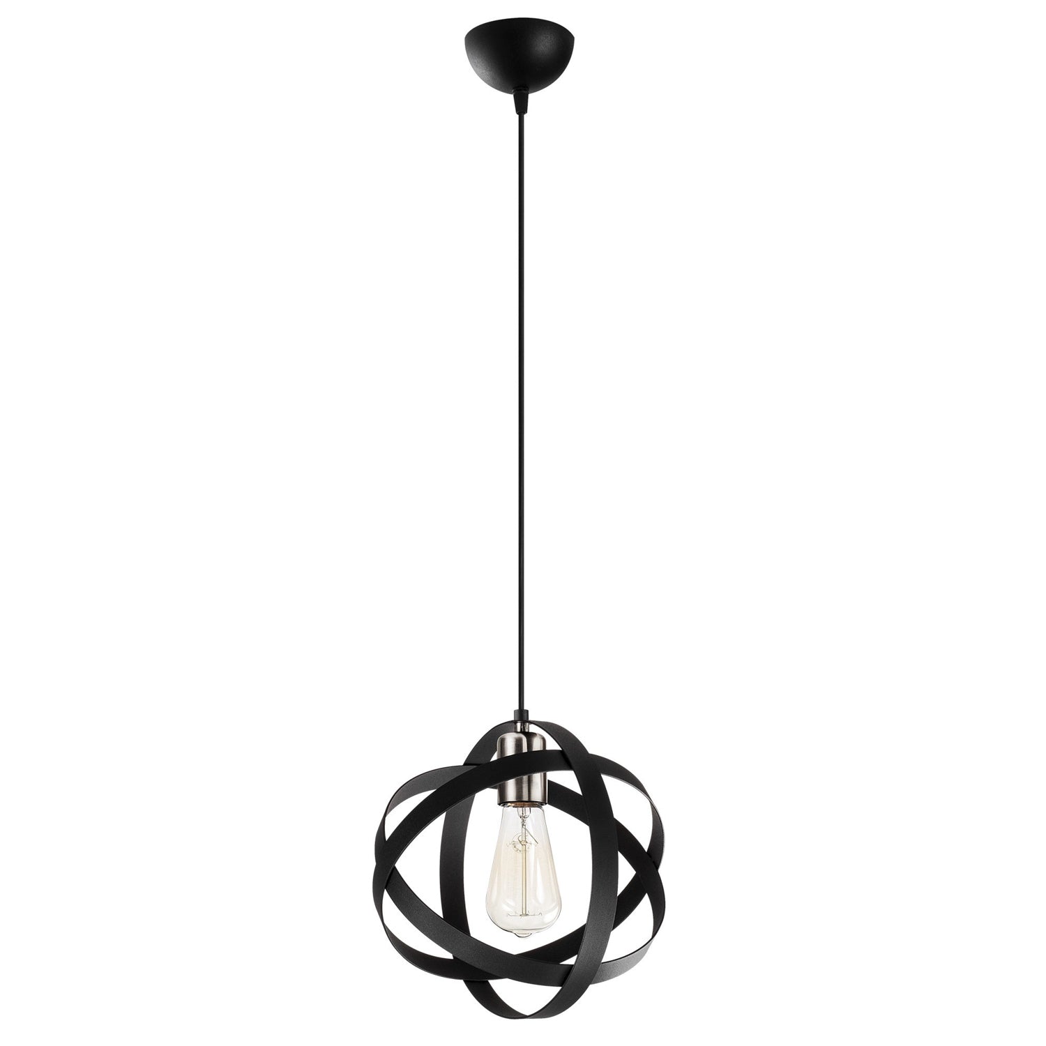 Candeeiro de Teto moderno – 25 cm de diâmetro – preto e níquel – metal