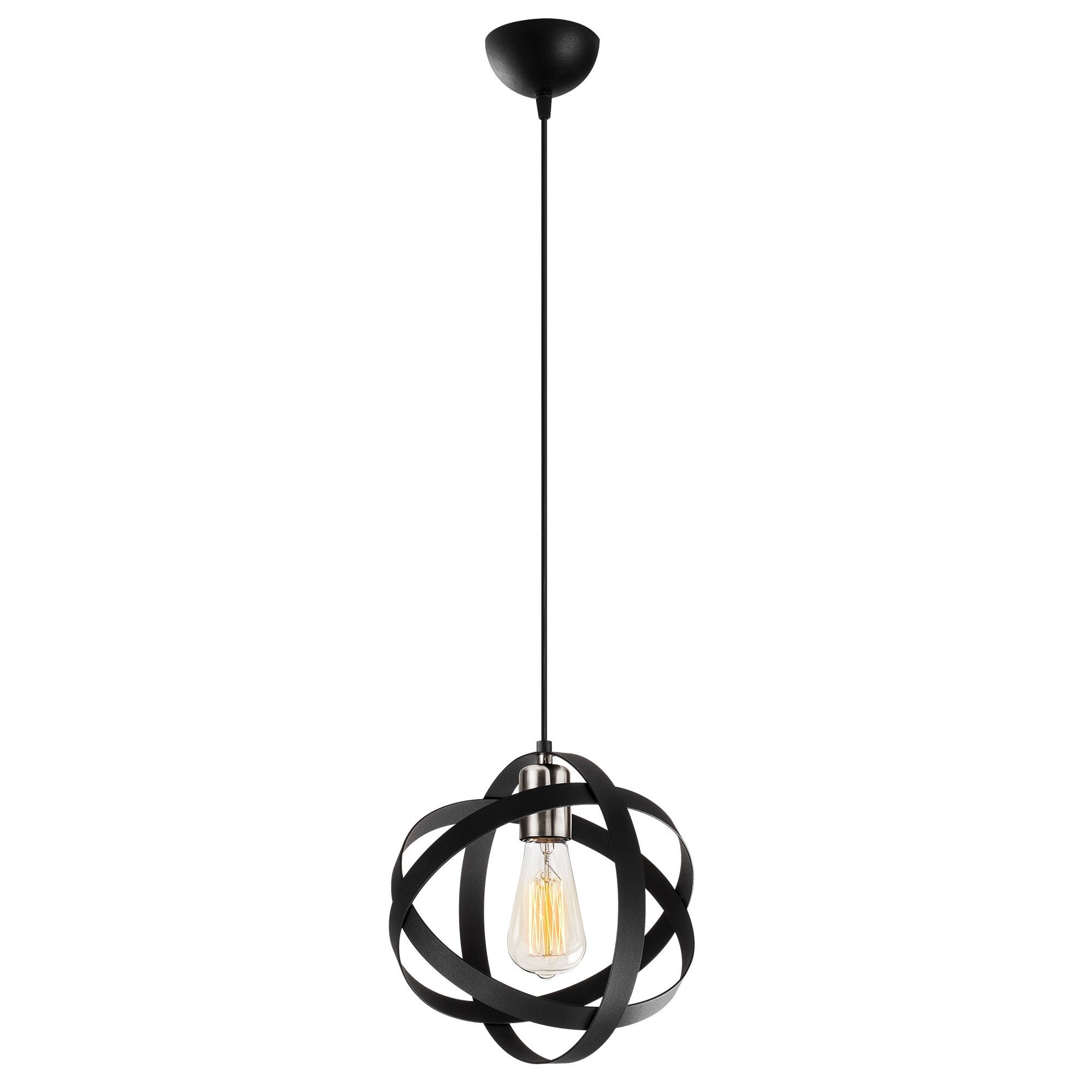 Candeeiro de Teto moderno – 25 cm de diâmetro – preto e níquel – metal