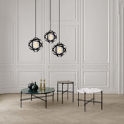 Candeeiro de Teto moderno, preto e níquel, 53 cm de diâmetro, 100 cm de altura | Ajustável, 3 x E27 máx. 40 W | Iluminação elegante para casa e escritório