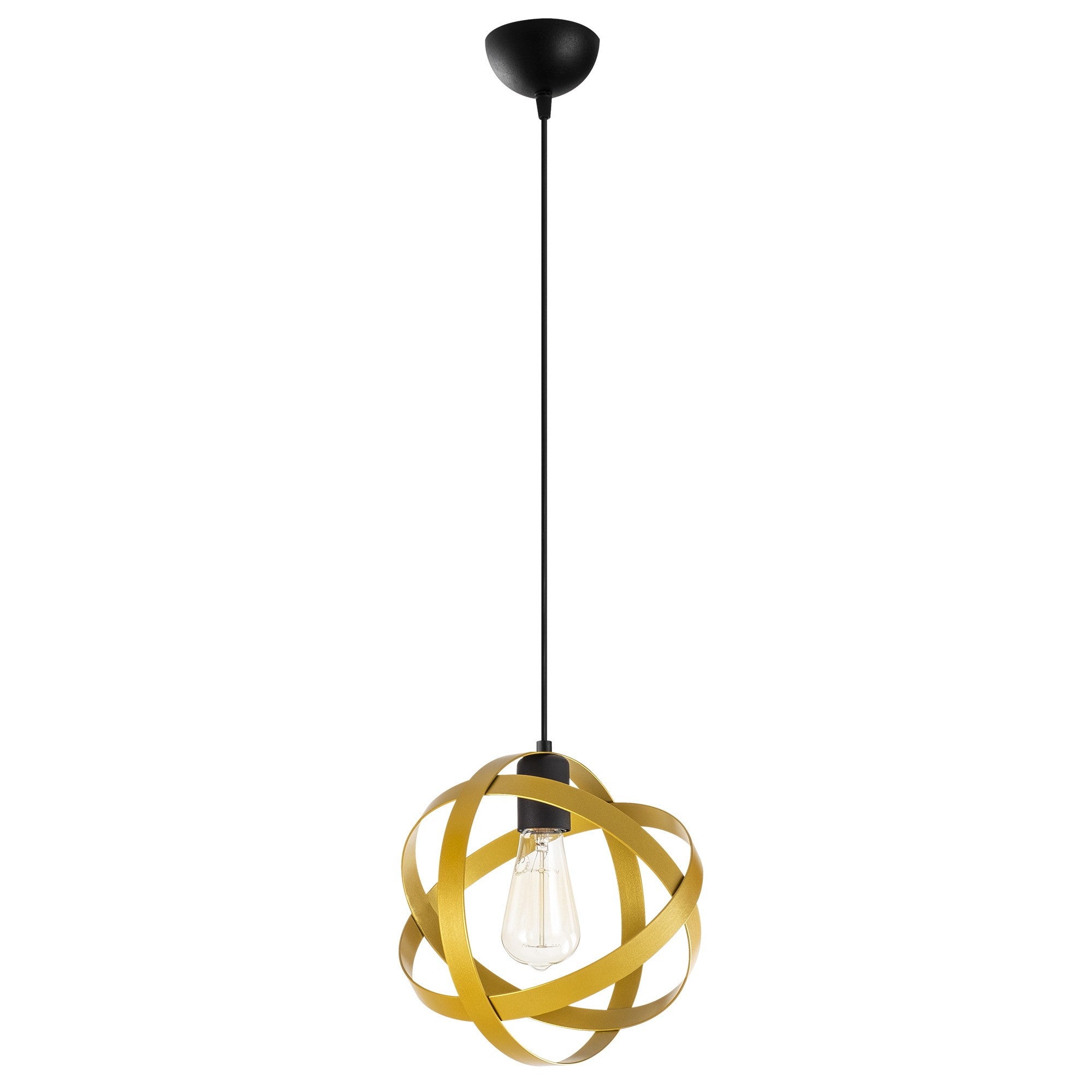 Candeeiro de Teto – 25 cm de diâmetro – Preto e Dourado – Metal