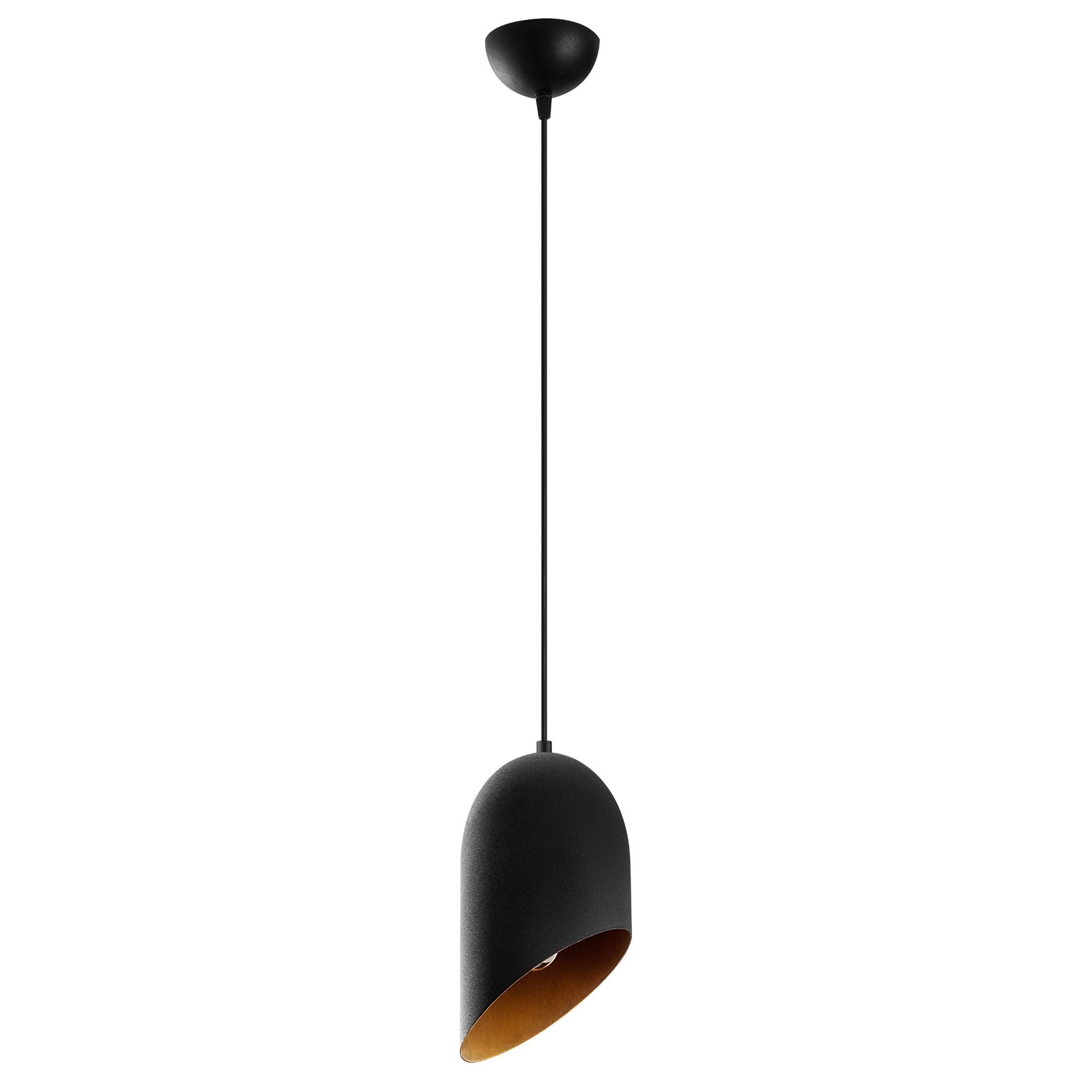 Candeeiro de Teto Industrial Moderno – 12 cm de Diâmetro, 121 cm de Altura – Preto e Dourado – Metálico