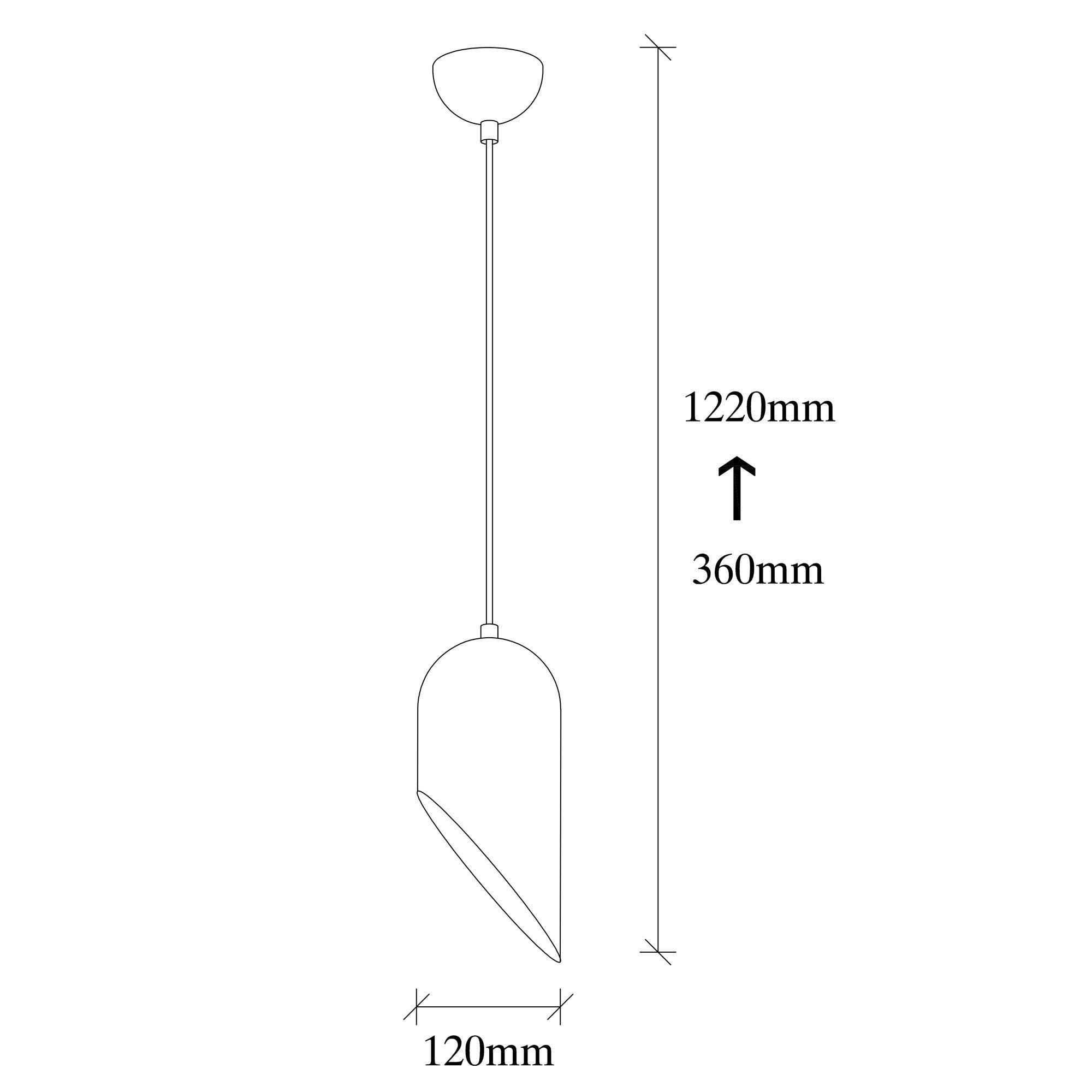 Candeeiro de Teto Industrial Moderno – 12 cm de Diâmetro, 121 cm de Altura – Preto e Dourado – Metálico
