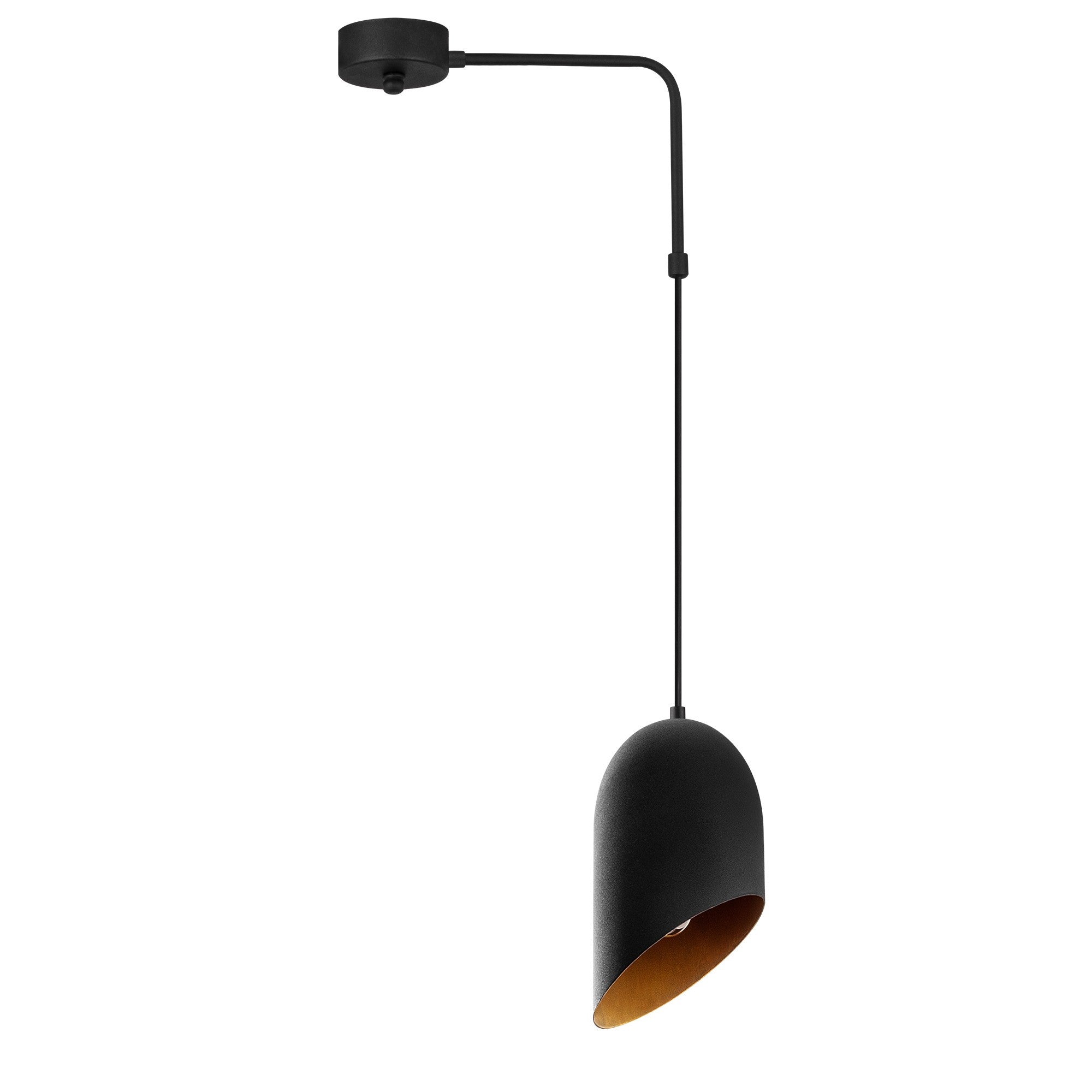 Candeeiro de Teto Industrial Moderno, Preto e Dourado, 34 x 12 cm | Altura Ajustável, Soquete E27, IP20 | Iluminação Elegante para Casa e Escritório