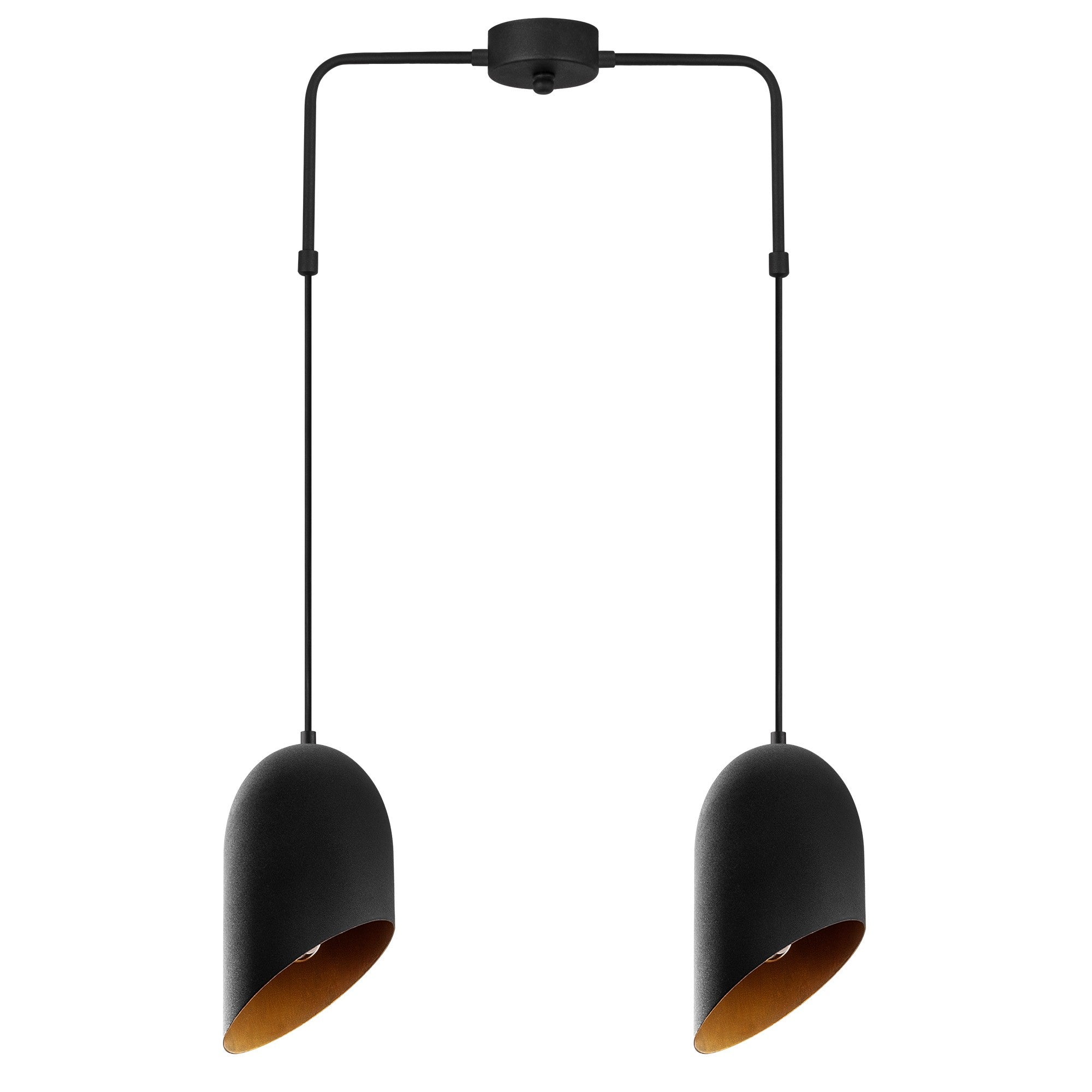 Candeeiro de Teto Industrial Moderno, Preto e Dourado, 52 x 12 cm | Altura Ajustável, 2 x E27 máx. 40 W | Iluminação Elegante para Casa e Escritório