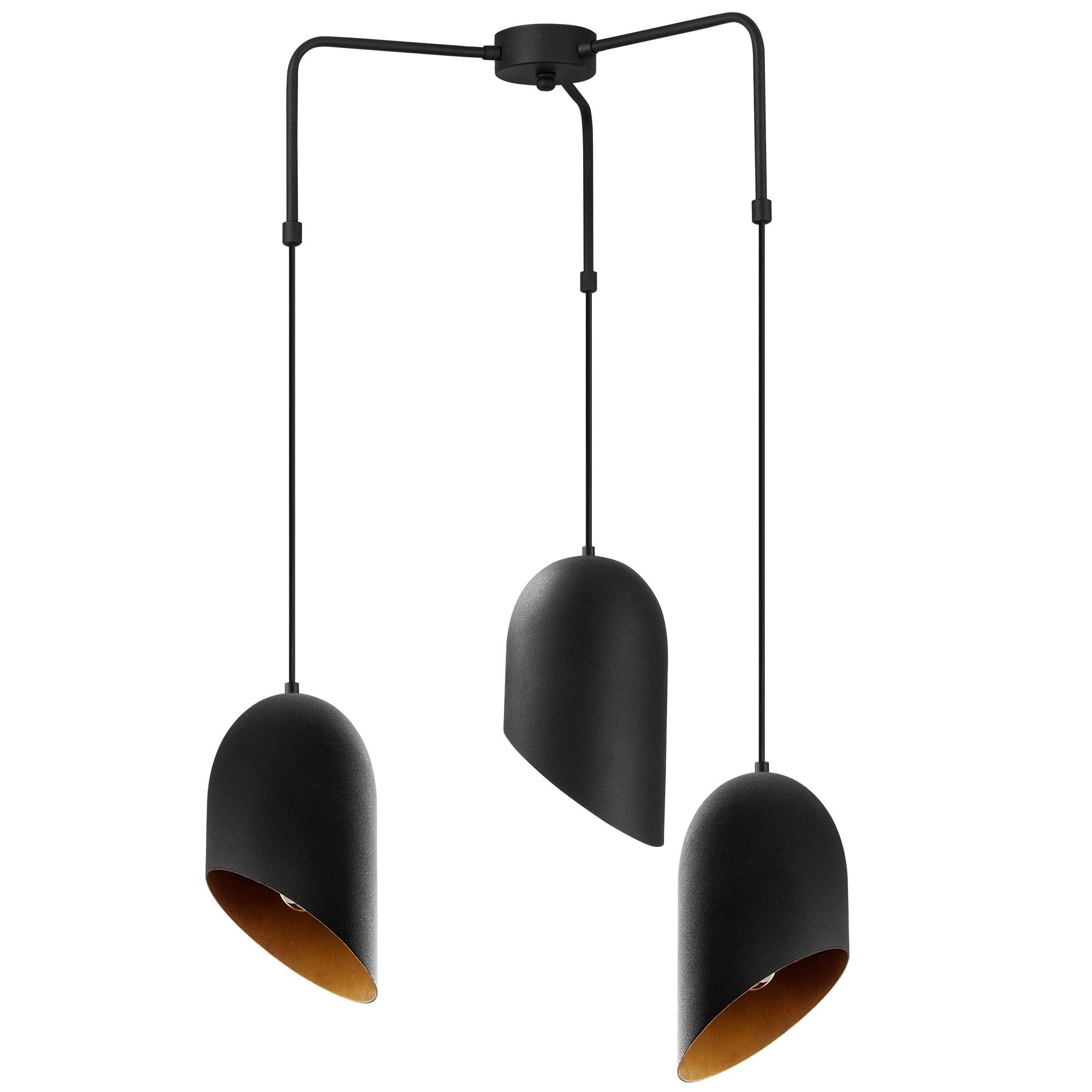 Candeeiro de Teto Industrial Moderno – 52 cm de Diâmetro – Preto e Dourado – Metálico