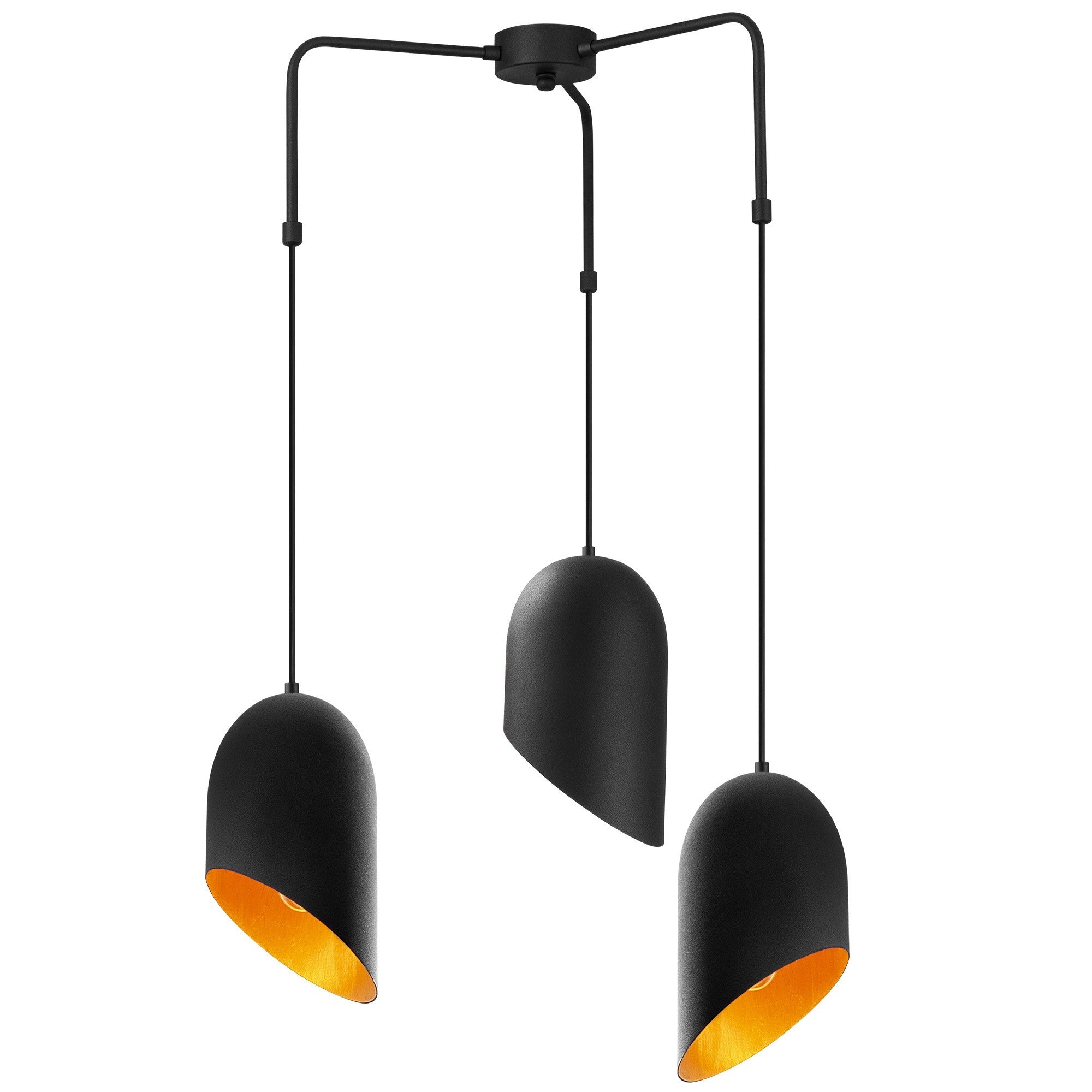 Candeeiro de Teto Industrial Moderno – 52 cm de Diâmetro – Preto e Dourado – Metálico