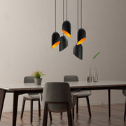 Candeeiro de Teto Industrial Moderno, Preto e Dourado, 50 cm de Diâmetro, Altura Ajustável 125 cm | 5 Soquetes E27, IP20 | Iluminação Elegante para Casa e Escritório