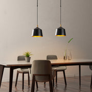 Candeeiro de Teto Escandinavo Elegante, Preto e Dourado, 70 x 70 cm, Altura 100 cm | Ajustável, Corpo em Metal, 2 x E27 máx. 40 W | Iluminação Elegante para Espaços Modernos
