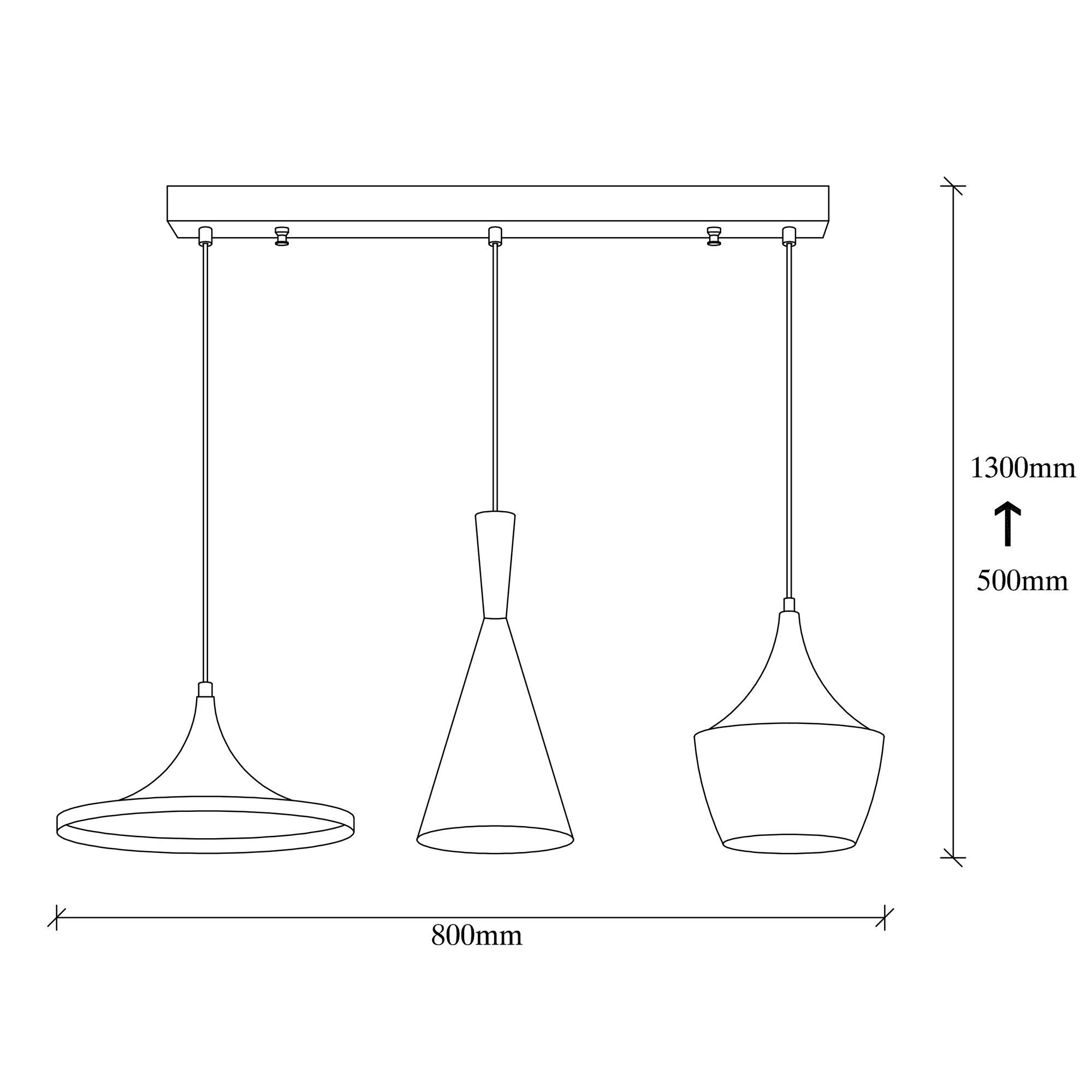 Candeeiro de Teto moderno – 80 cm de diâmetro – preto e dourado – metal