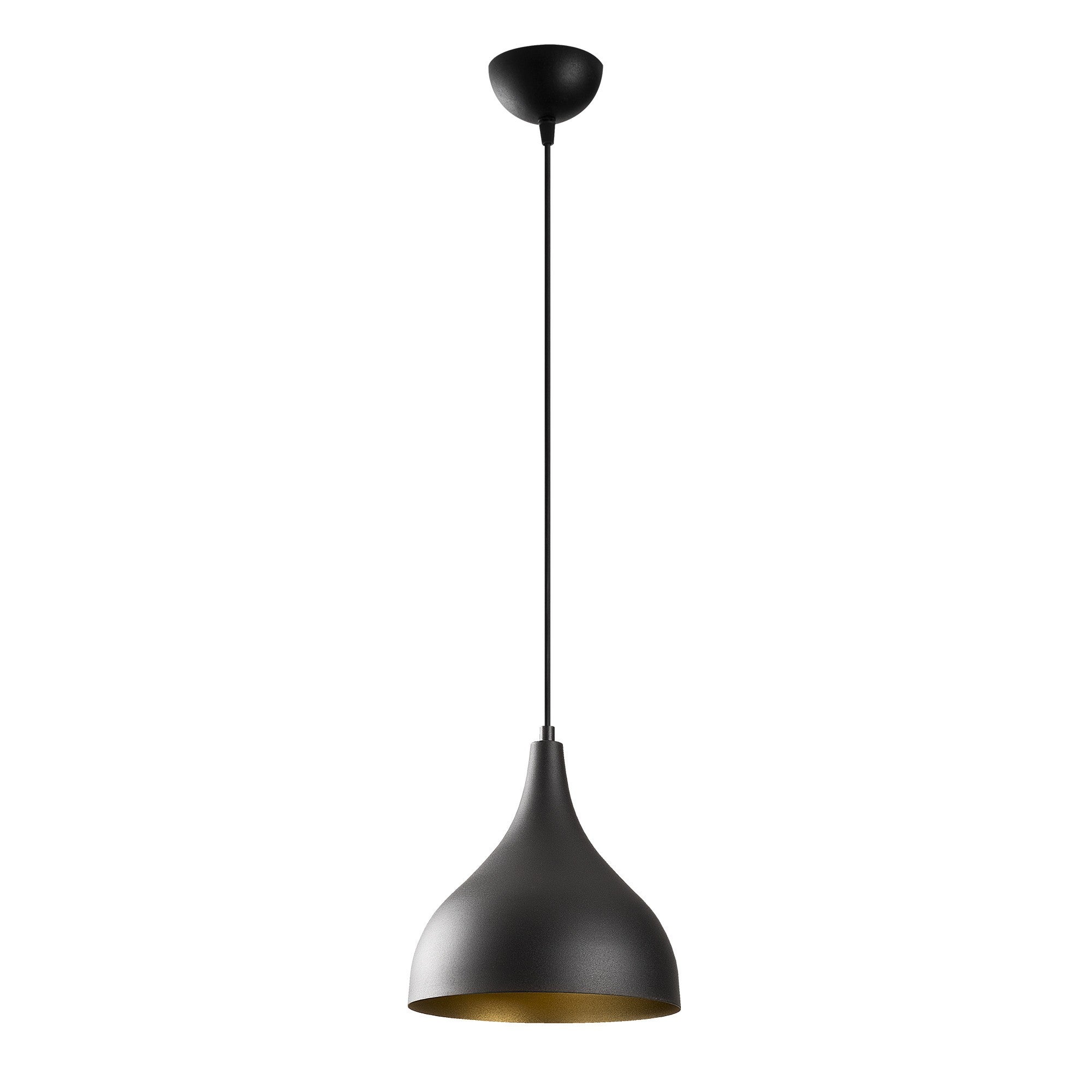 Candeeiro de Teto Industrial Moderno – 26 cm de Diâmetro – Preto e Dourado – Metal