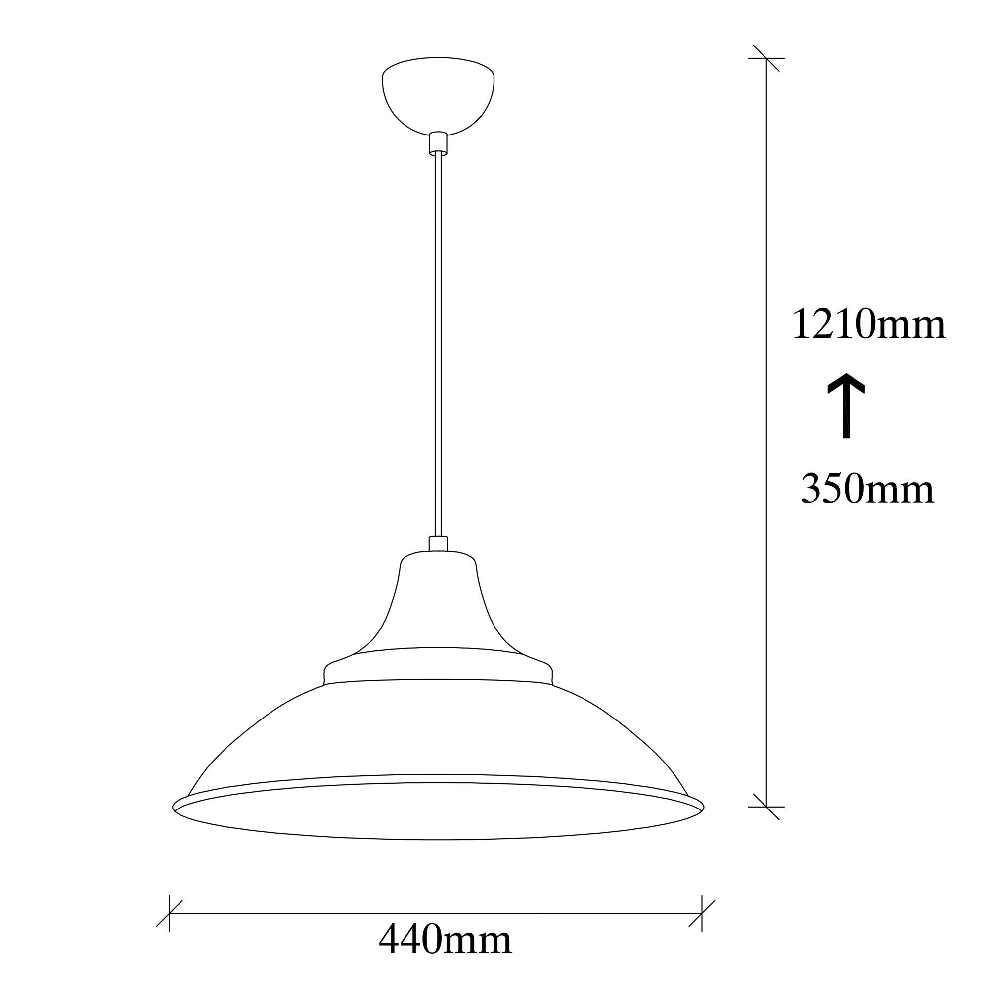 Candeeiro de Teto moderno – 44 cm de diâmetro, 121 cm de altura – Preto e dourado – Metálico