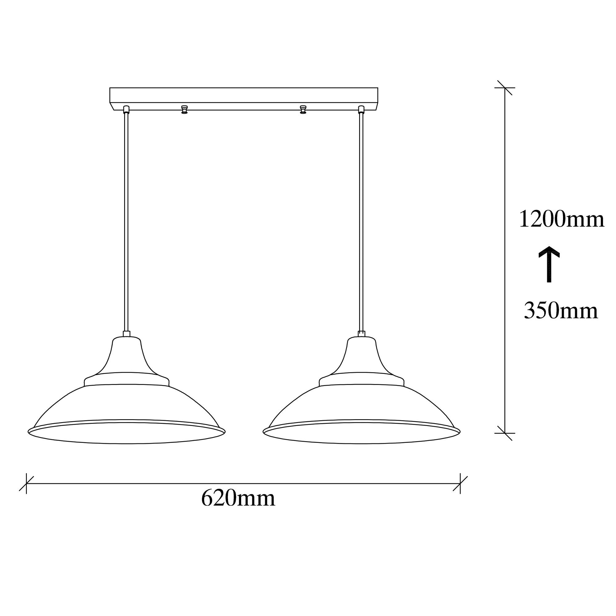 Candeeiro de Teto Industrial Moderno – 62 x 30 cm – Preto e Dourado – Metal