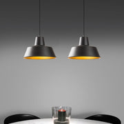 Candeeiro de Teto Industrial Moderno – 62 x 30 cm – Preto e Dourado – Metal