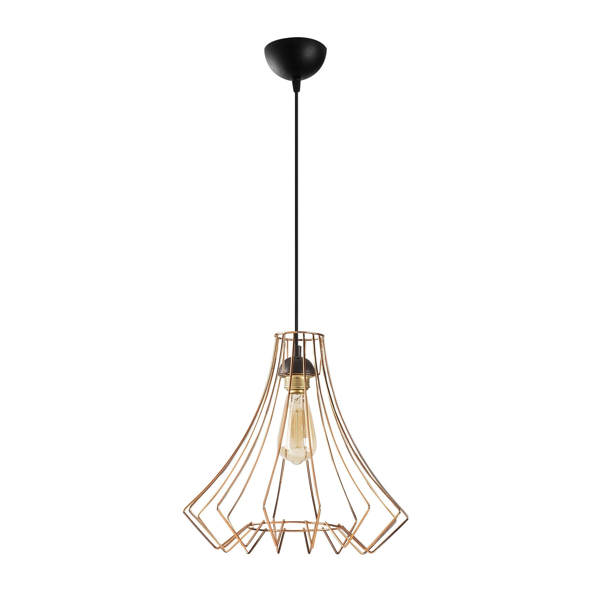 Candeeiro de Teto Elegante – 37 cm de Diâmetro – Cobre e Preto – Metal